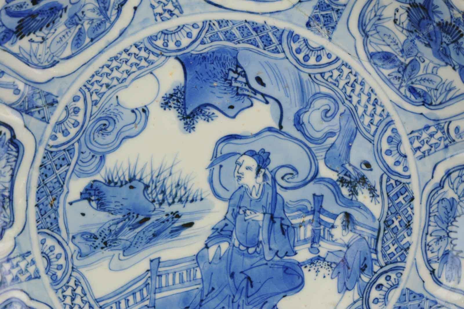 Antique Chinese Porcelain Wanli Kraak porcelain Plate Literatus 6