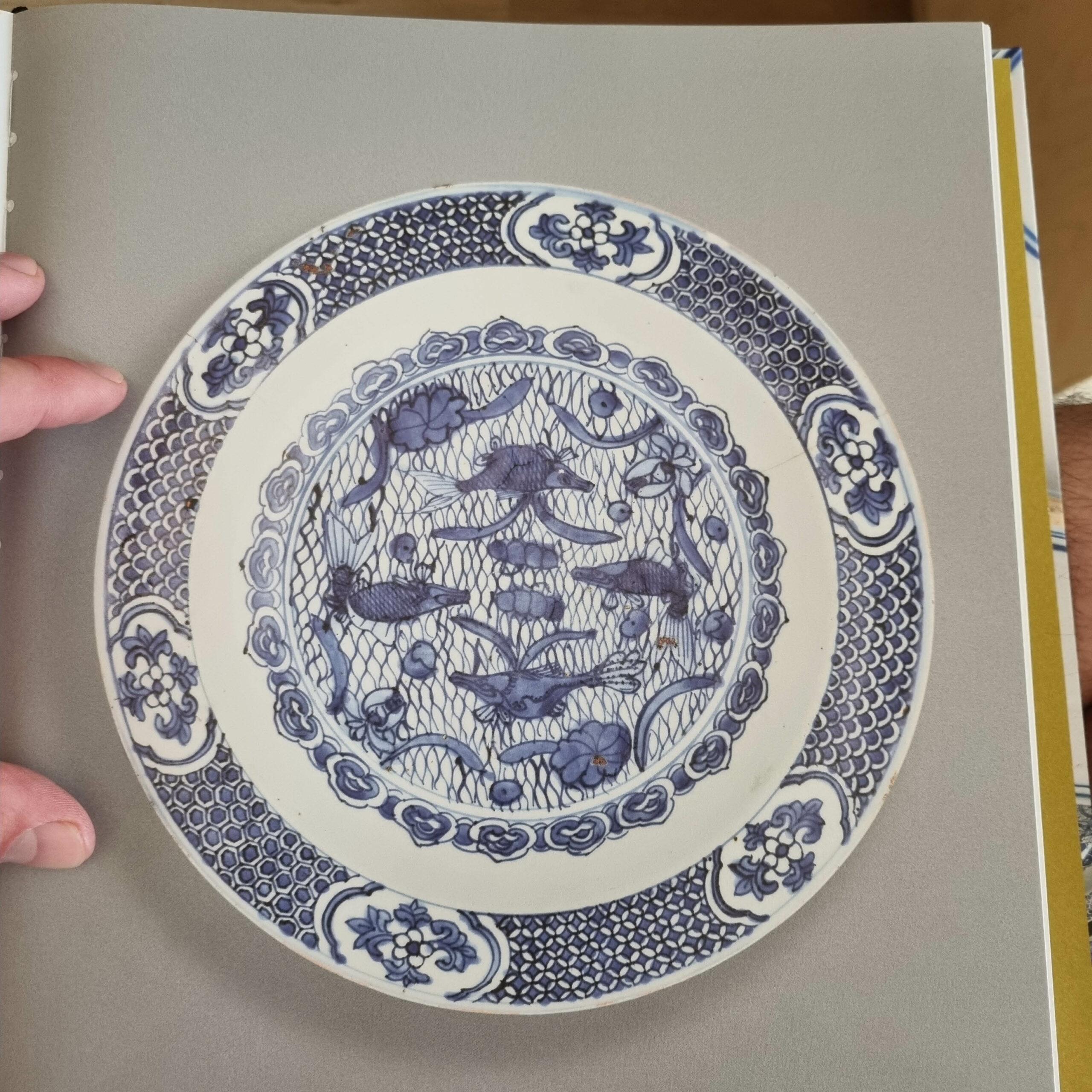 Antique Chinese Porcelain 16th century Jiajing/Wanli plate Fishes Fruits 11