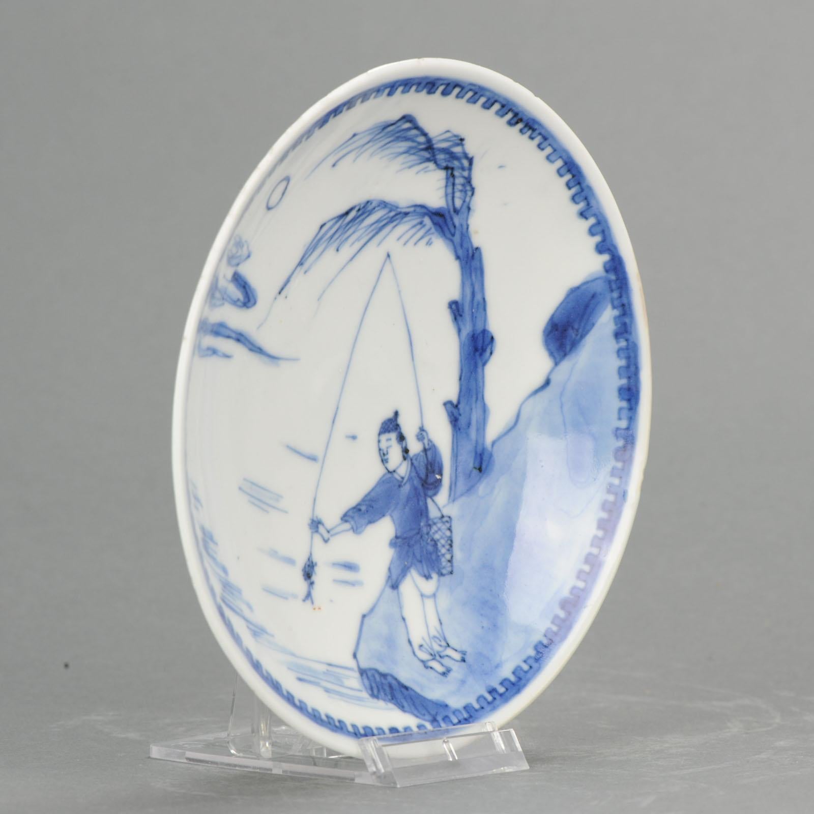 Antique Chinese Porcelain 17th Century Ming Period Porcelain Fisherman 7