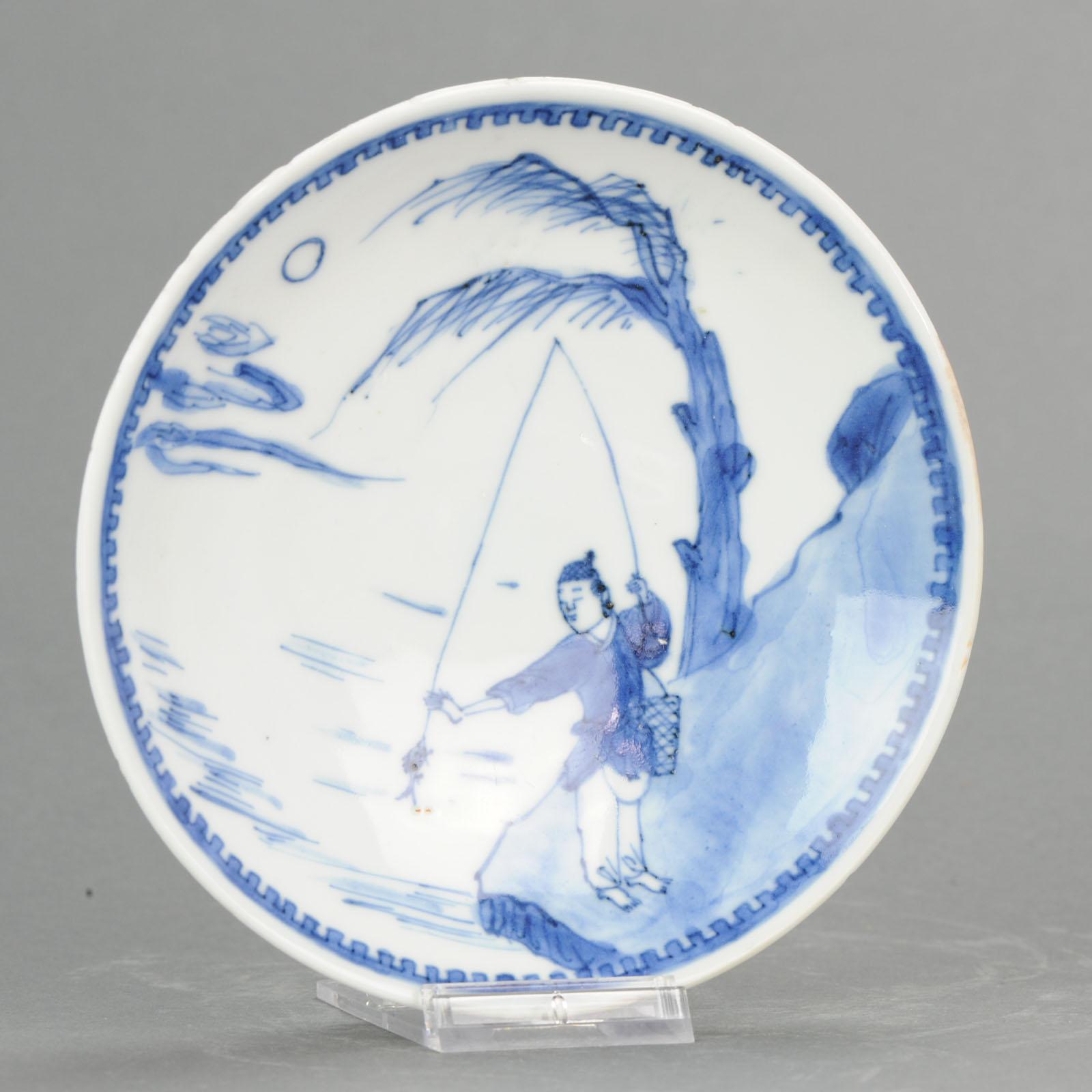 Antique Chinese Porcelain 17th Century Ming Period Porcelain Fisherman 8