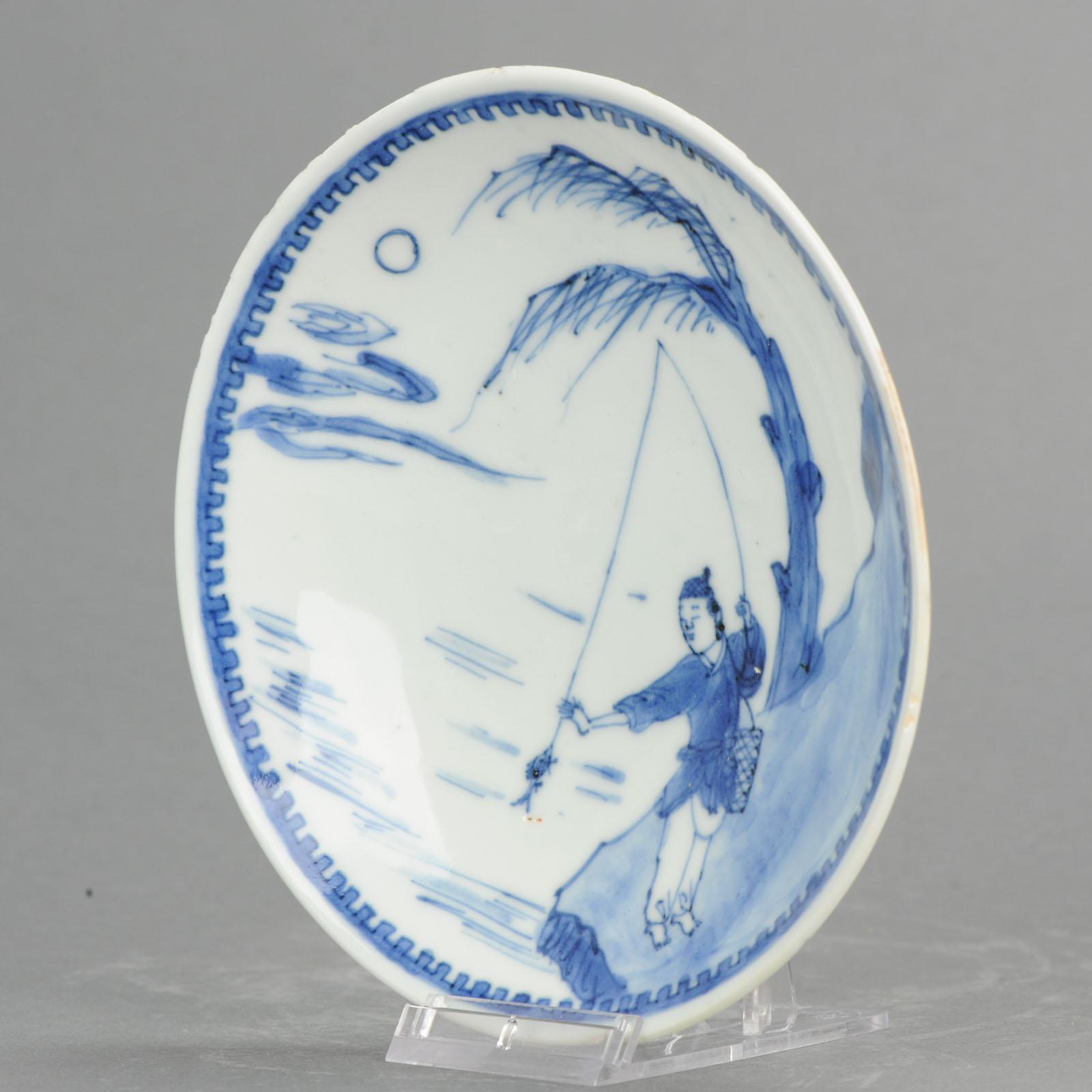 Antique Chinese Porcelain 17th Century Ming Period Porcelain Fisherman 9