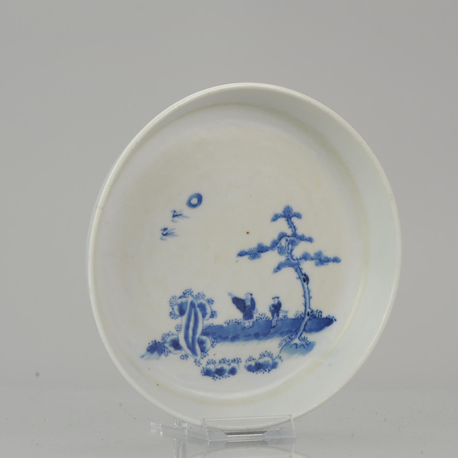 Antique Chinese Porcelain 19th C Bleu De Hue Plate Wiseman Crane Vietnam, Market 6
