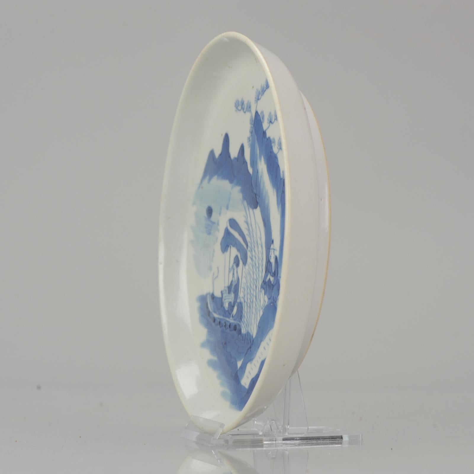 Antique Chinese Porcelain 19th Century Bleu de Hue Plate Vietnamese Market For Sale 4