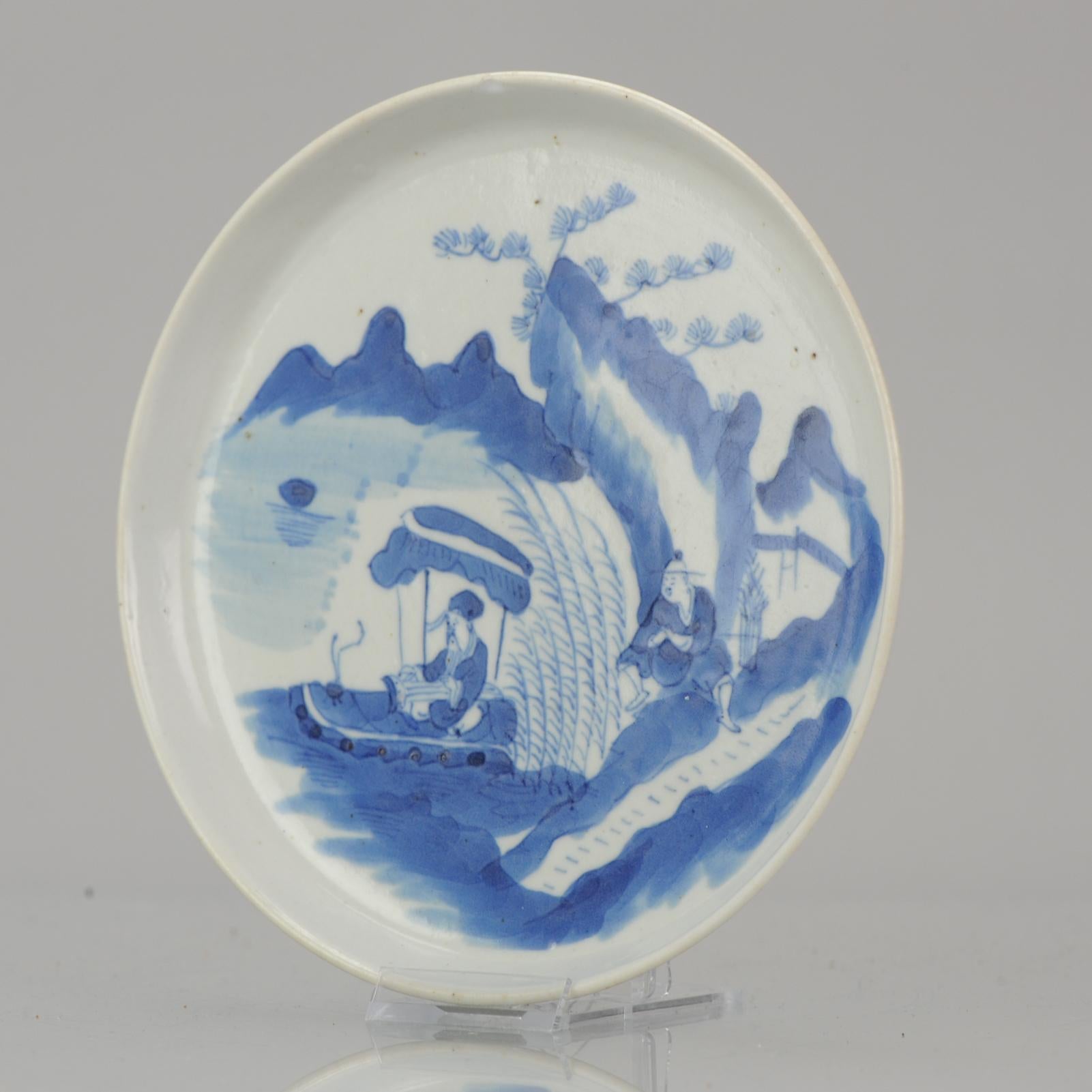 Antique Chinese Porcelain 19th Century Bleu de Hue Plate Vietnamese Market For Sale 5
