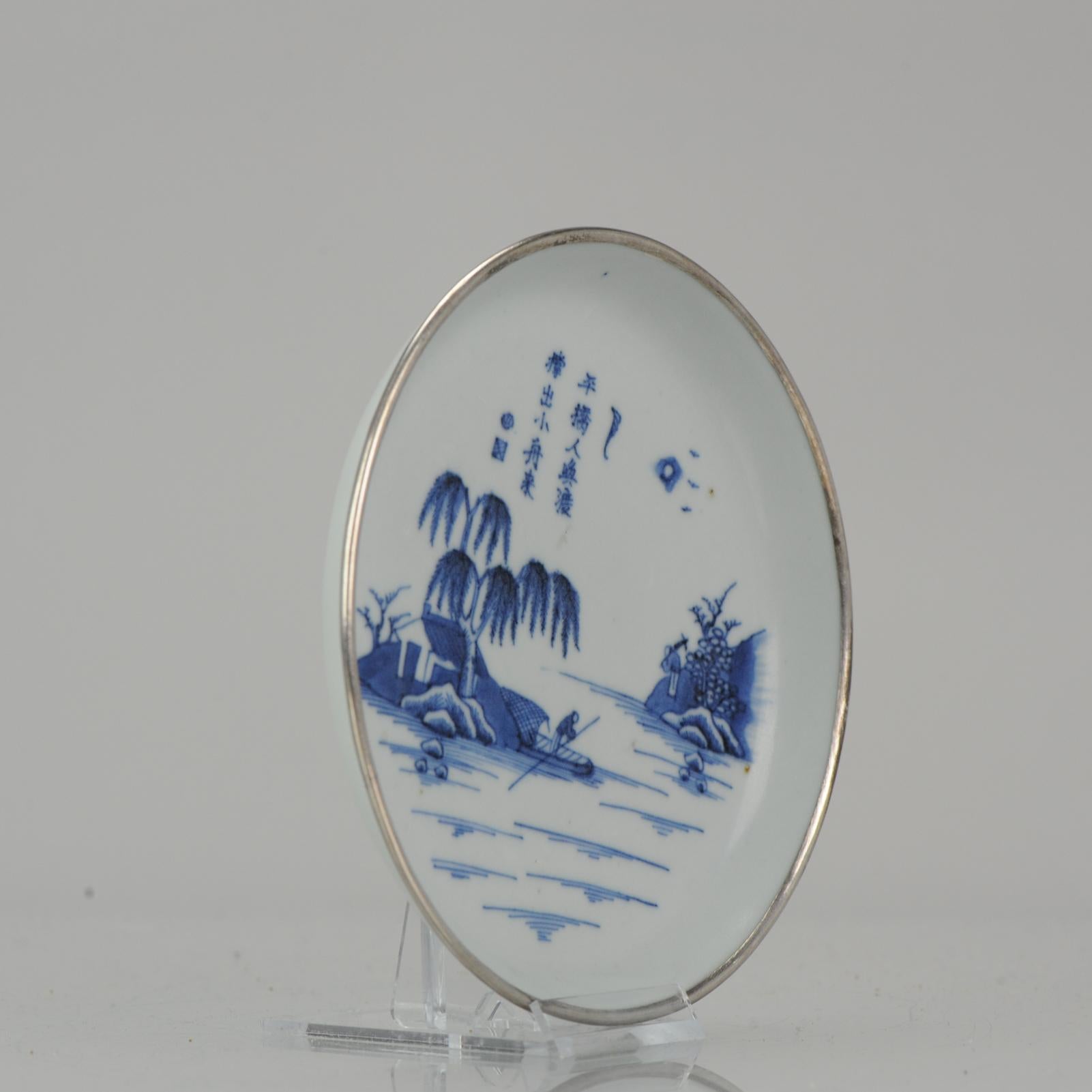Antique Chinese Porcelain 19th Century Bleu De Hue Plate Vietnamese Market 6