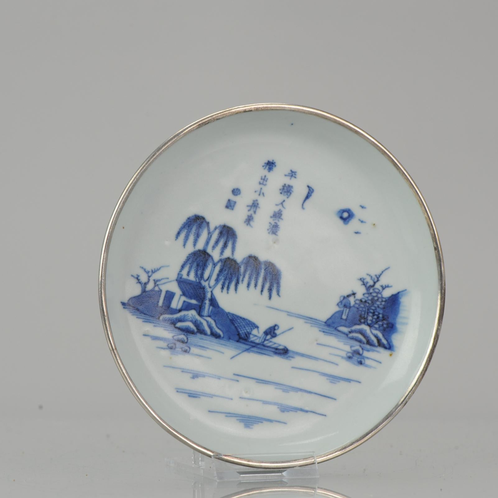Antique Chinese Porcelain 19th Century Bleu De Hue Plate Vietnamese Market 7