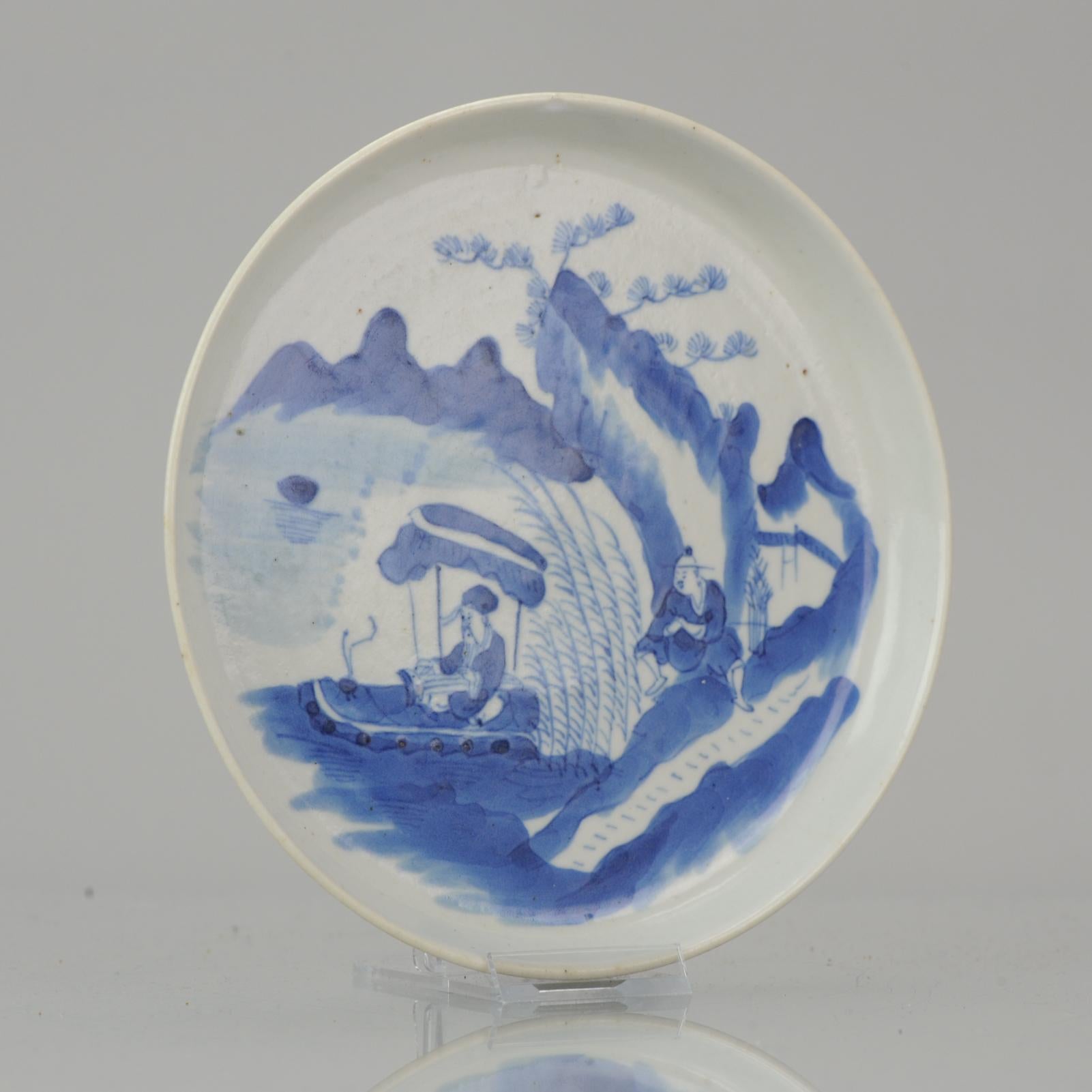Description
A top quality dish of Bleu de Hue porcelain. The interior painted with a scene from 'Ode to the Red Cliff' through a mountainous riverscape. China, 19th century. For the Vietnamese market

Marked base.

Bleu de Hue
Chinese blue and