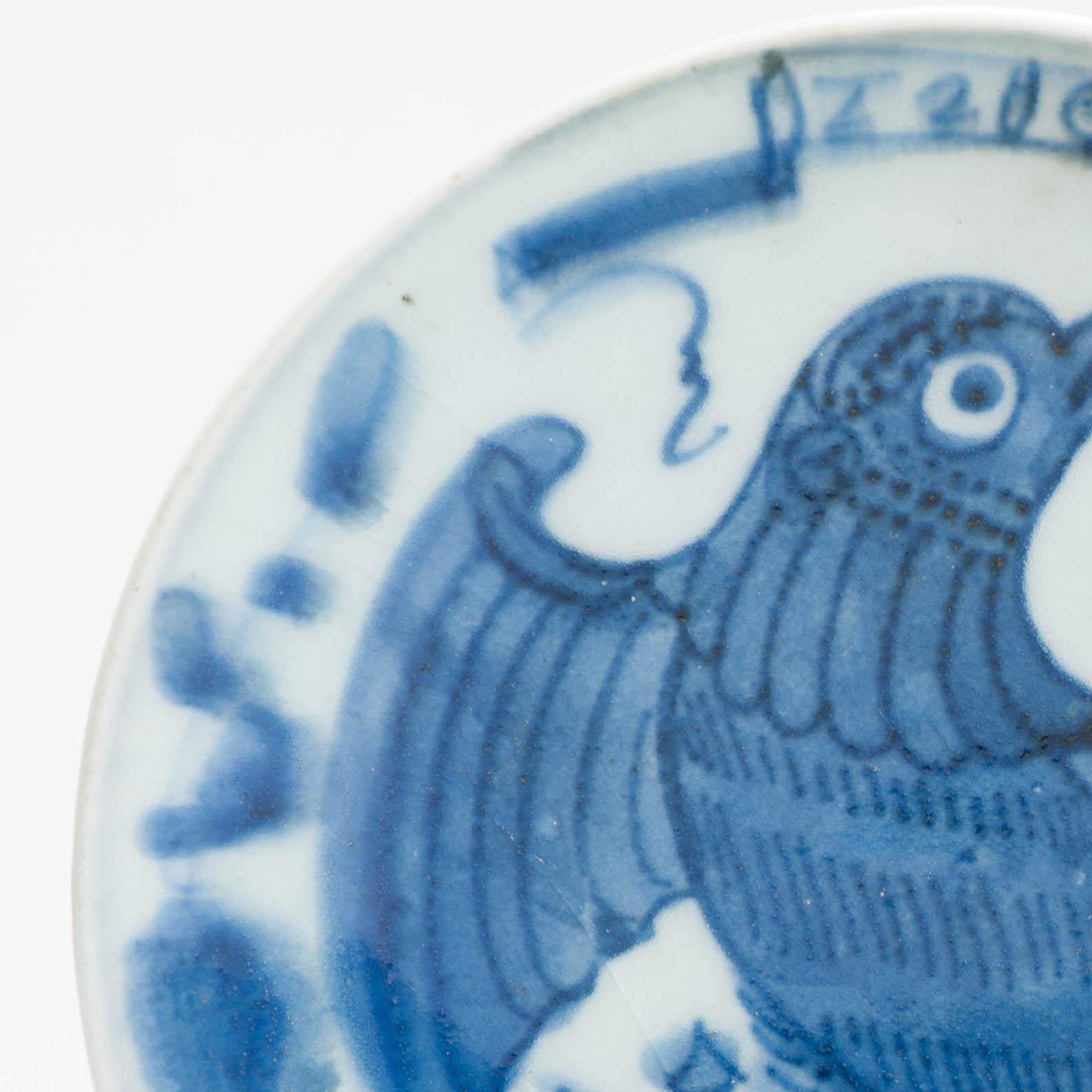 Antique Chinese Porcelain 19th Century Chine De Commande Dish Eagle History For Sale 2
