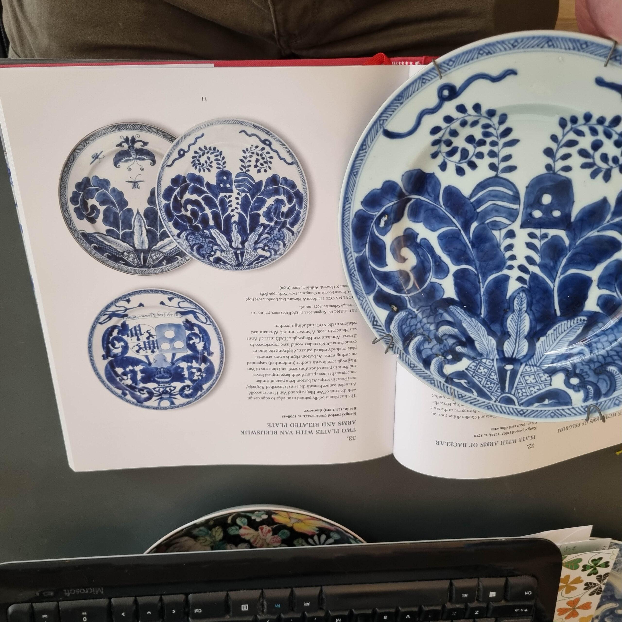 Antique Chinese Porcelain Armorial Plate VAN BLEIJSWIJK ARMS Tropical For Sale 12