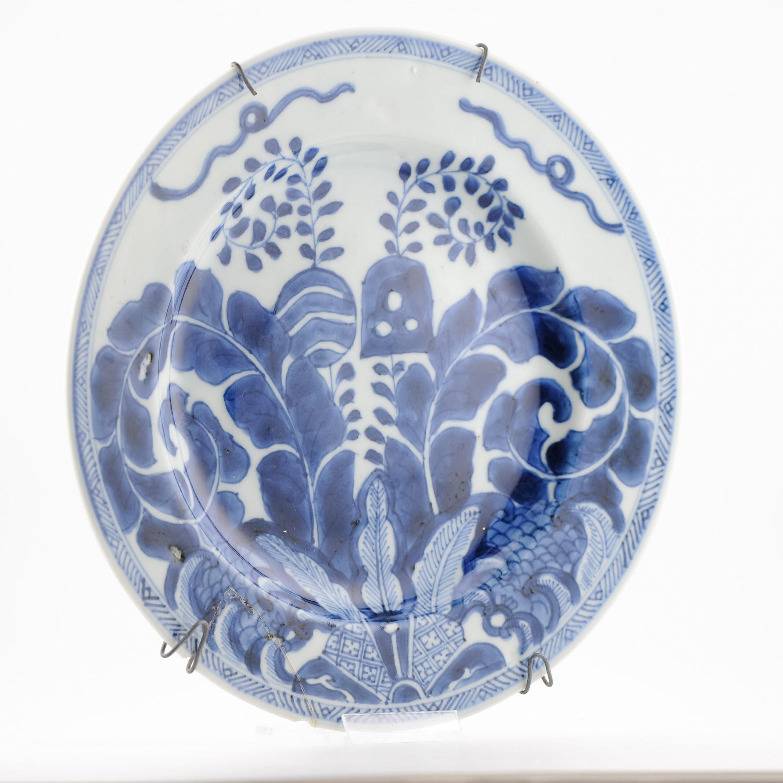 Antique Chinese Porcelain Armorial Plate VAN BLEIJSWIJK ARMS Tropical For Sale 5
