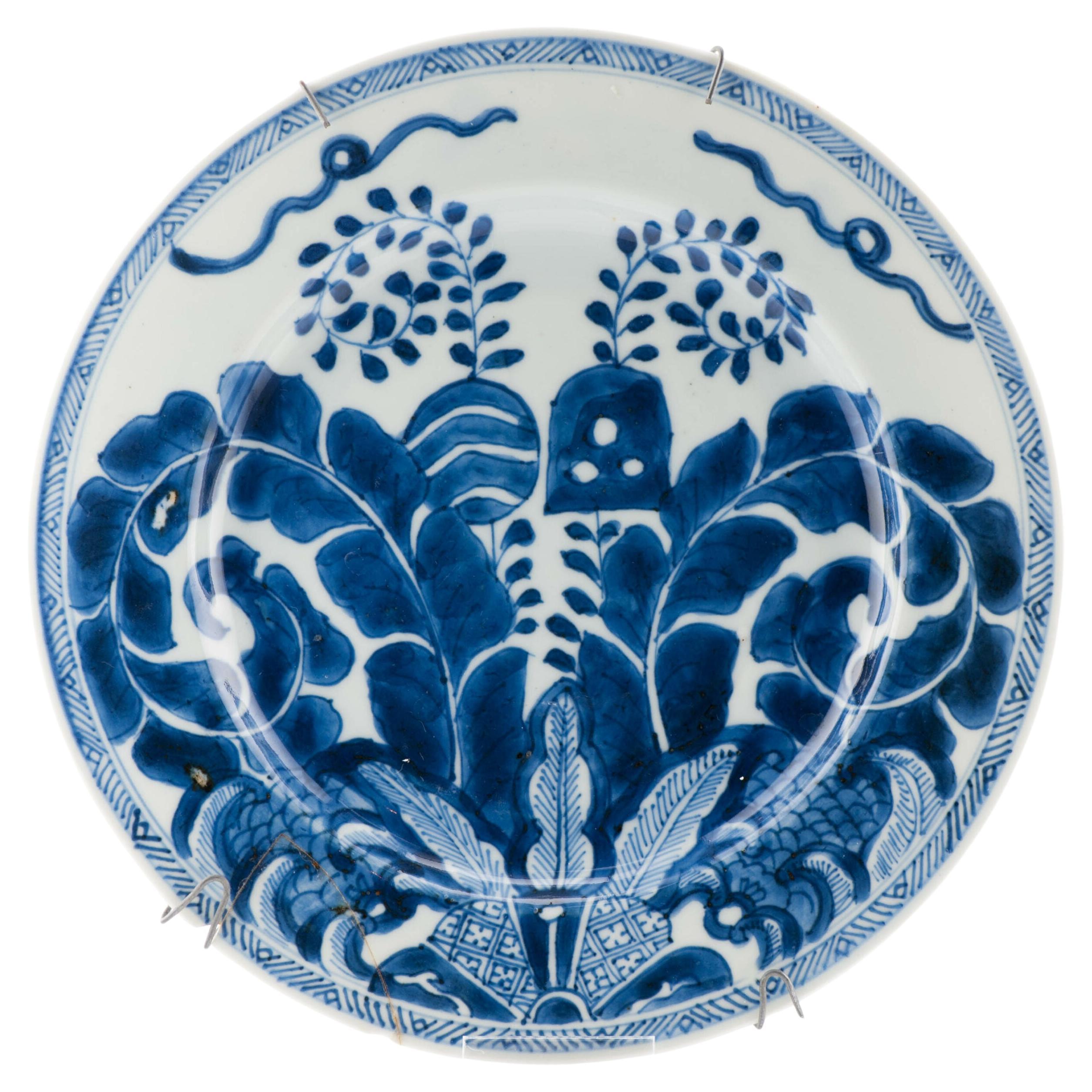 Antique Chinese Porcelain Armorial Plate VAN BLEIJSWIJK ARMS Tropical For Sale