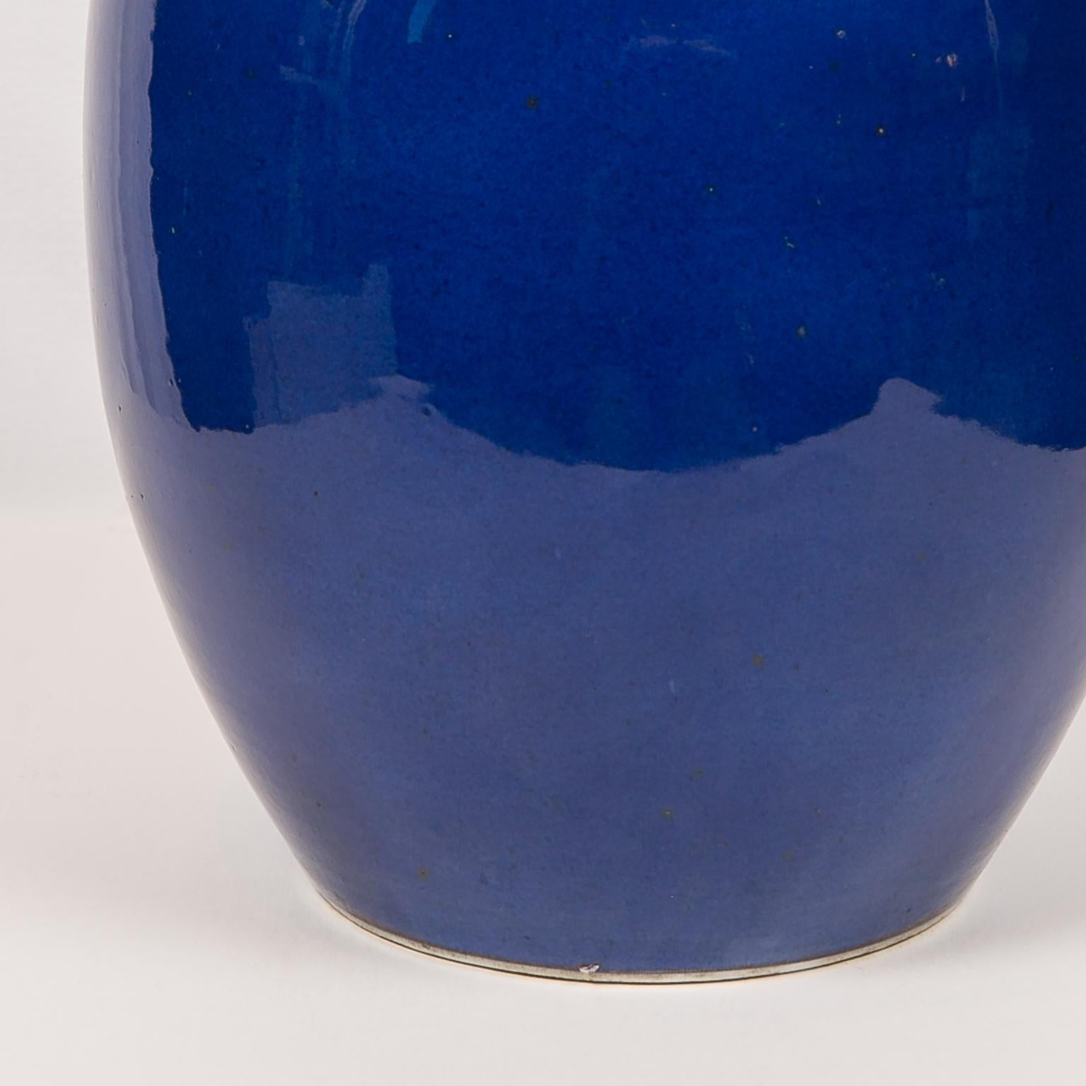 Glazed Antique Chinese Porcelain Large Ginger Jar Blue Monochrome  