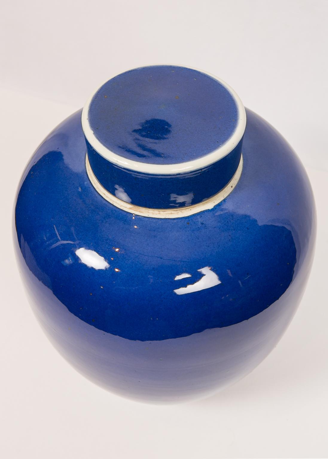 Antique Chinese Porcelain Large Ginger Jar Blue Monochrome   1