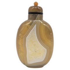 Fine Antique Chinese Banded Chalcedony Agate Snuff Bottle 19c Qing Dynasty