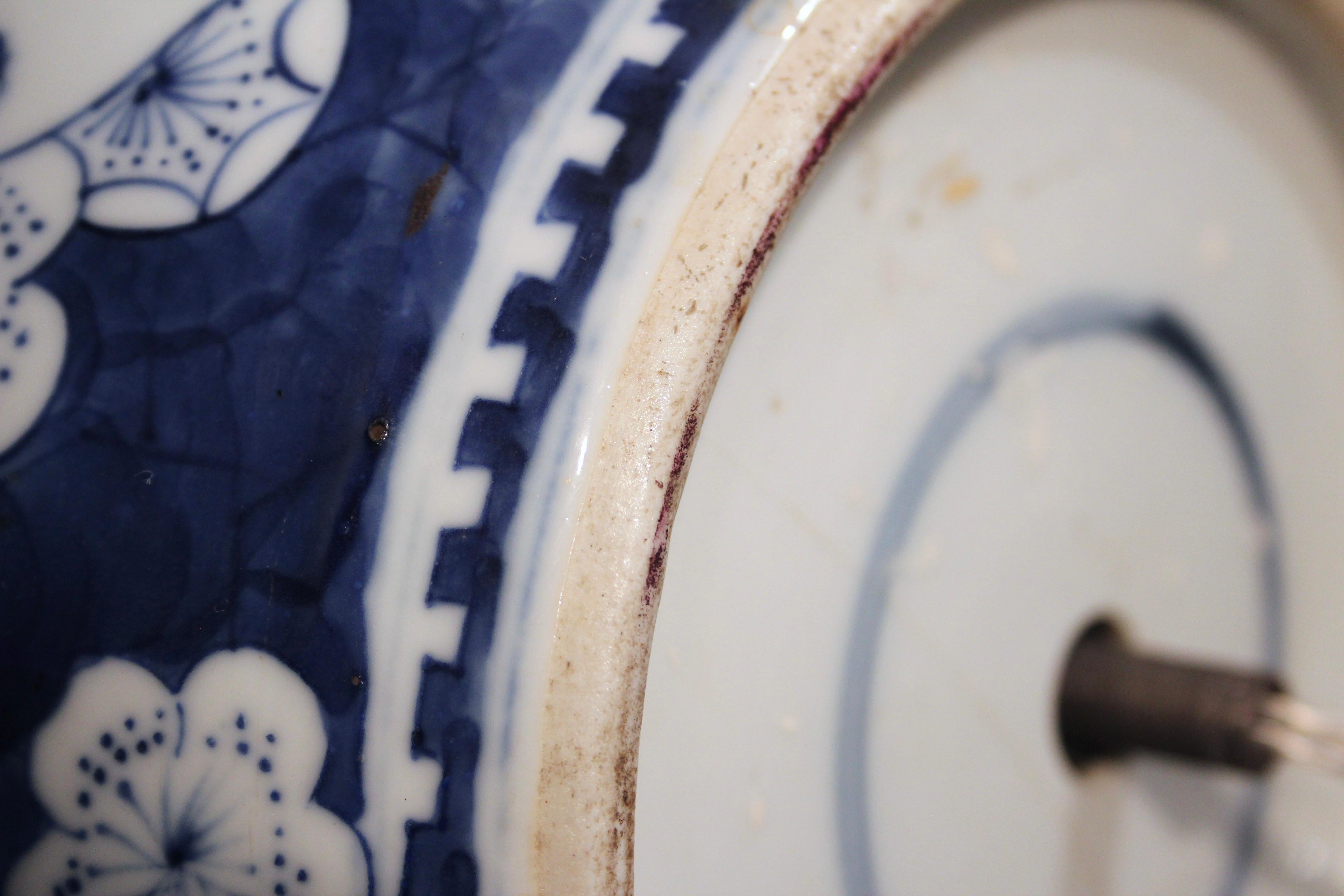 Antigua lámpara de porcelana china azul y blanca Hawthorne Ginger Jar 18th/19th Cen en venta 4