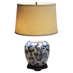 Antigua lámpara de porcelana china azul y blanca Hawthorne Ginger Jar 18th/19th Cen