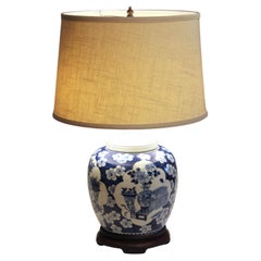 Lampe chinoise ancienne en porcelaine bleue et blanche en forme de jarre de grenade Hawthorne 18e/19e siècle