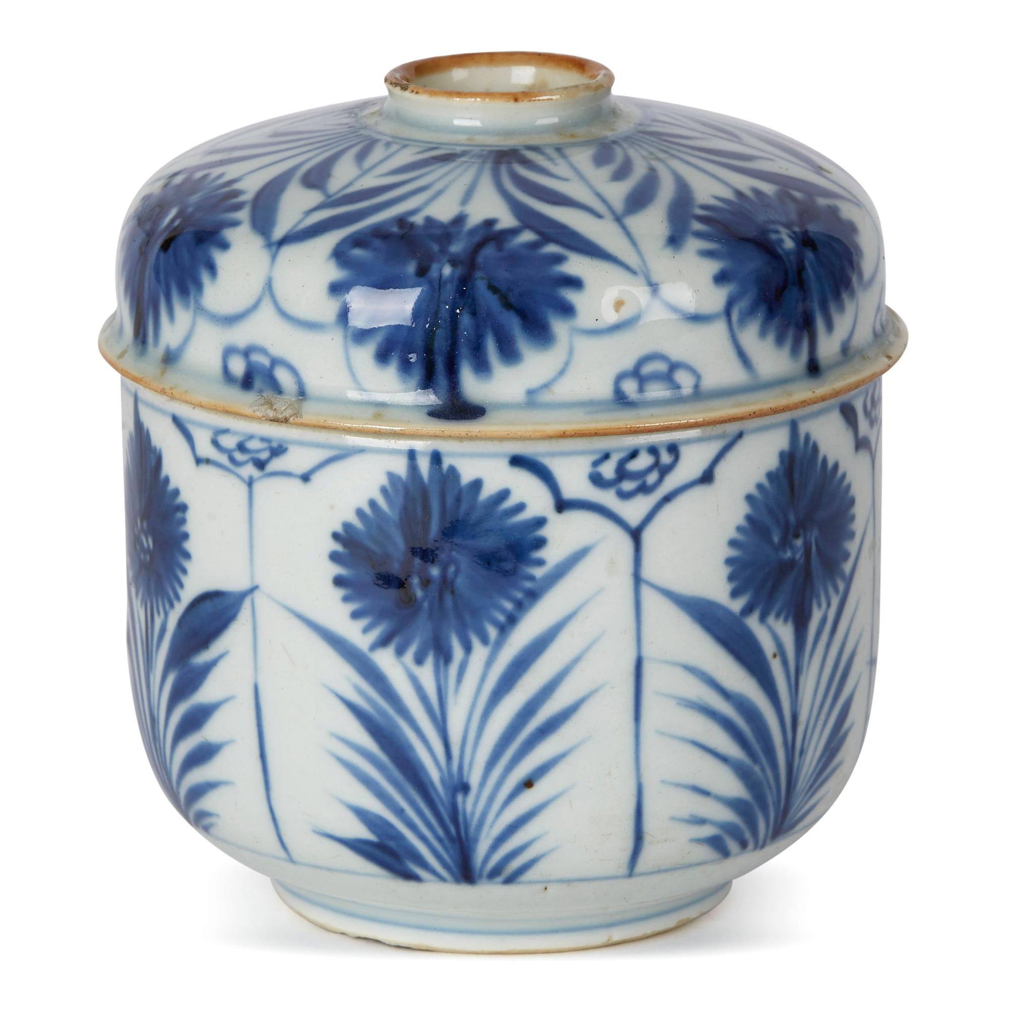 Antikes chinesisches Porzellan Blau & Weißer Topf mit Deckel:: 18 (Qing-Dynastie)