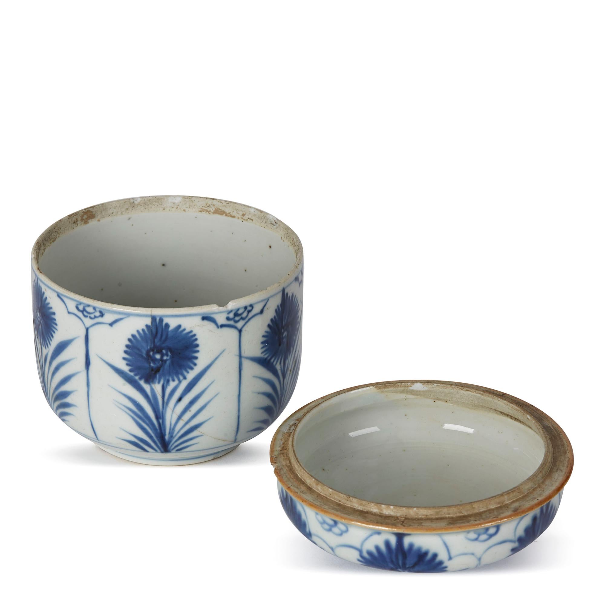 Antikes chinesisches Porzellan Blau & Weißer Topf mit Deckel:: 18 (18. Jahrhundert und früher)
