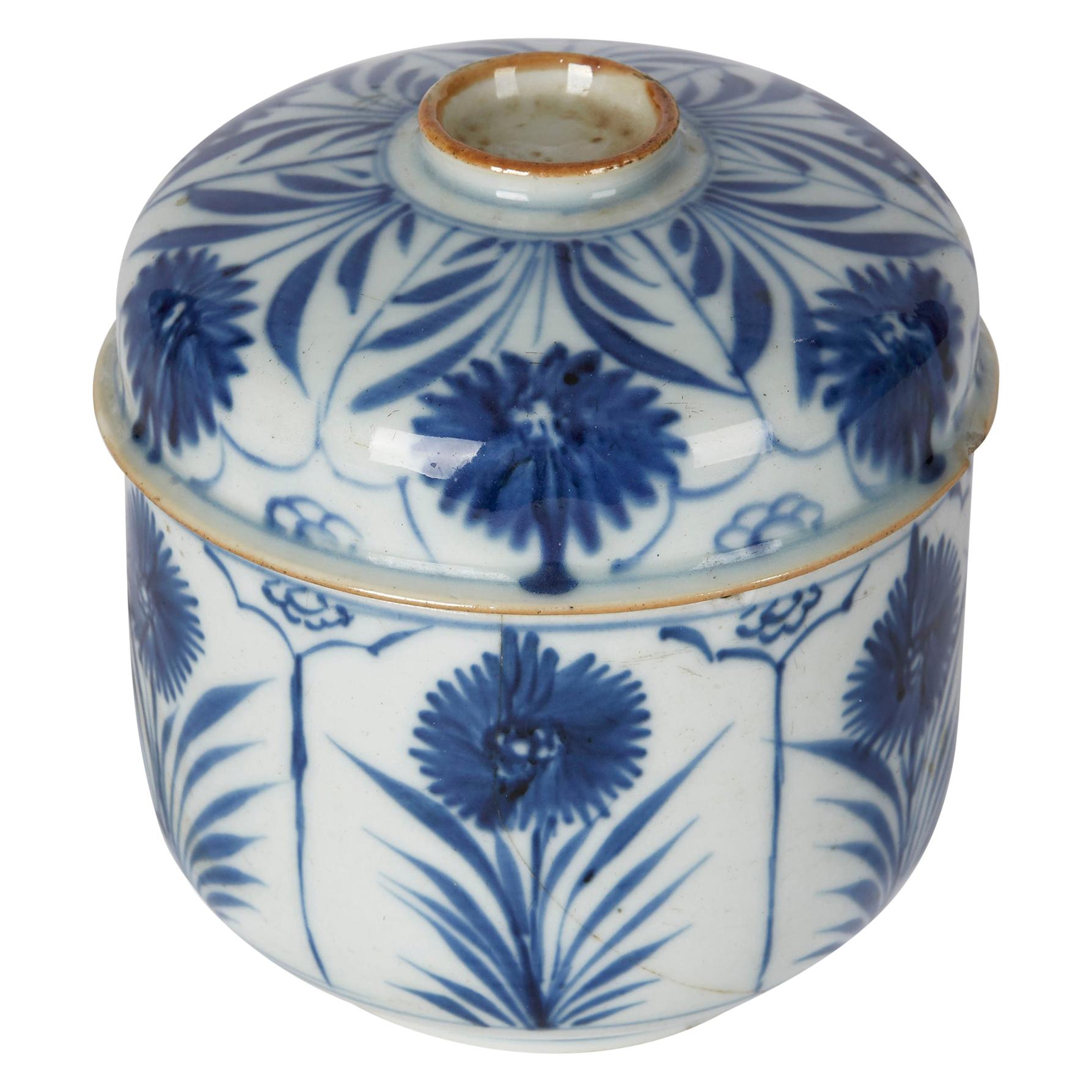 Antique Chinese Porcelain Blue & White Lidded Pot, 18th Century