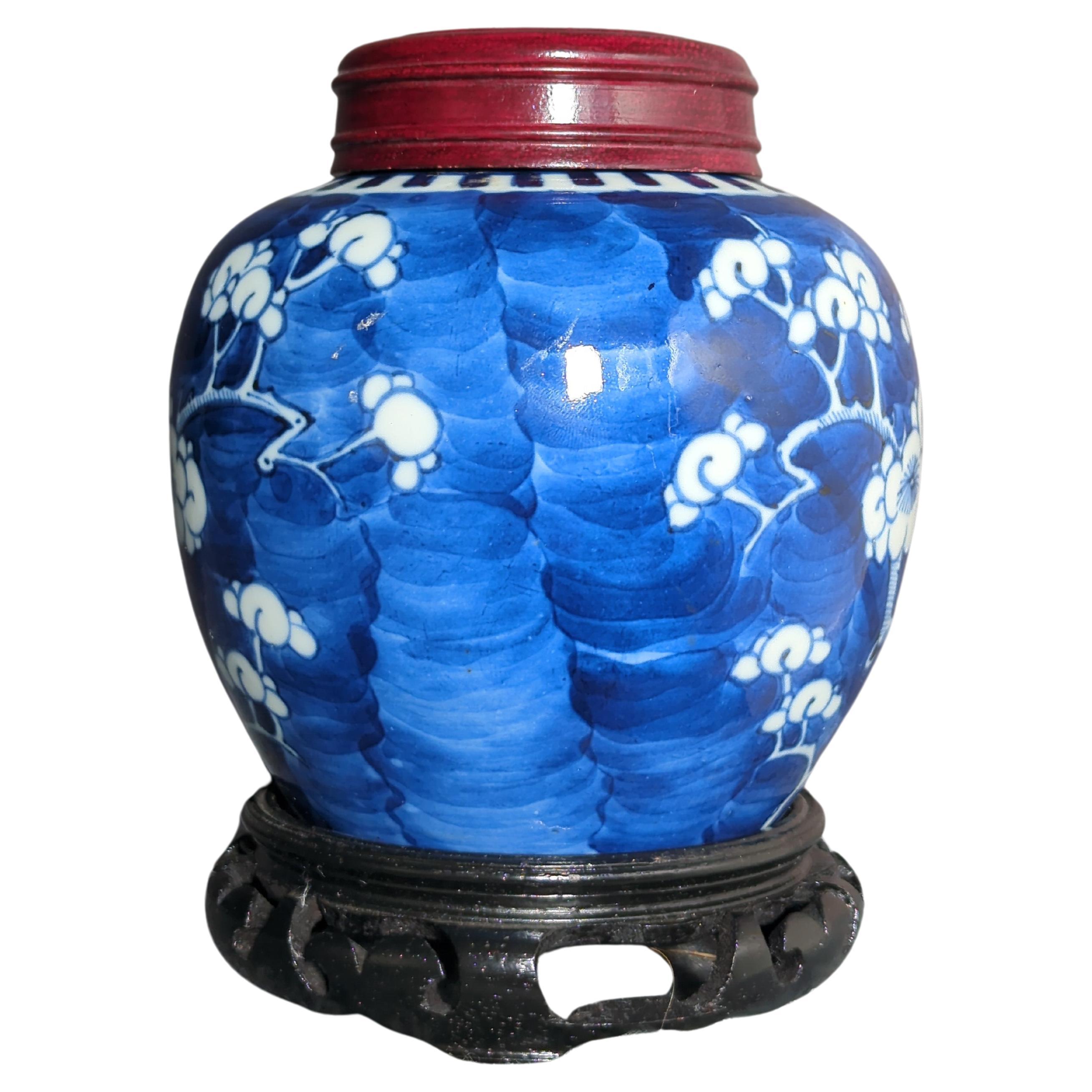 19th Century Antique Chinese Export Porcelain Blue White Prunus Ginger Jar 5