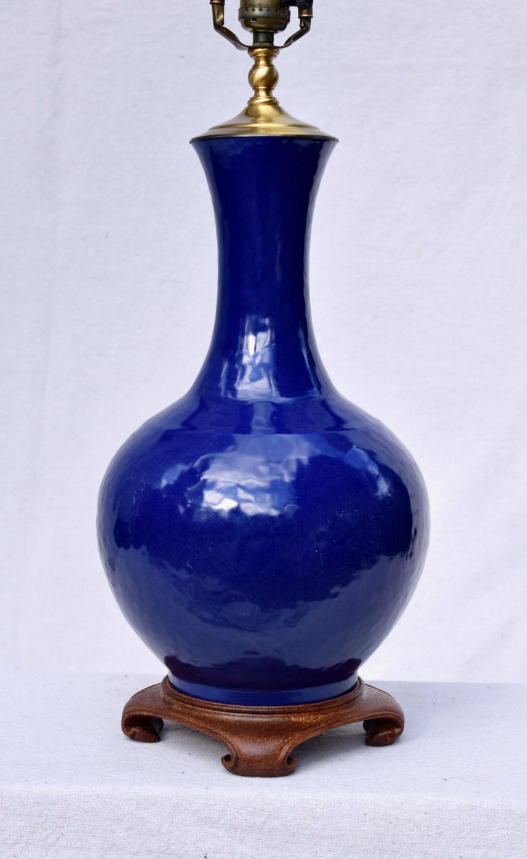 Antique Chinese Porcelain Bottle Shape Cobalt Blue Table Lamp For Sale ...