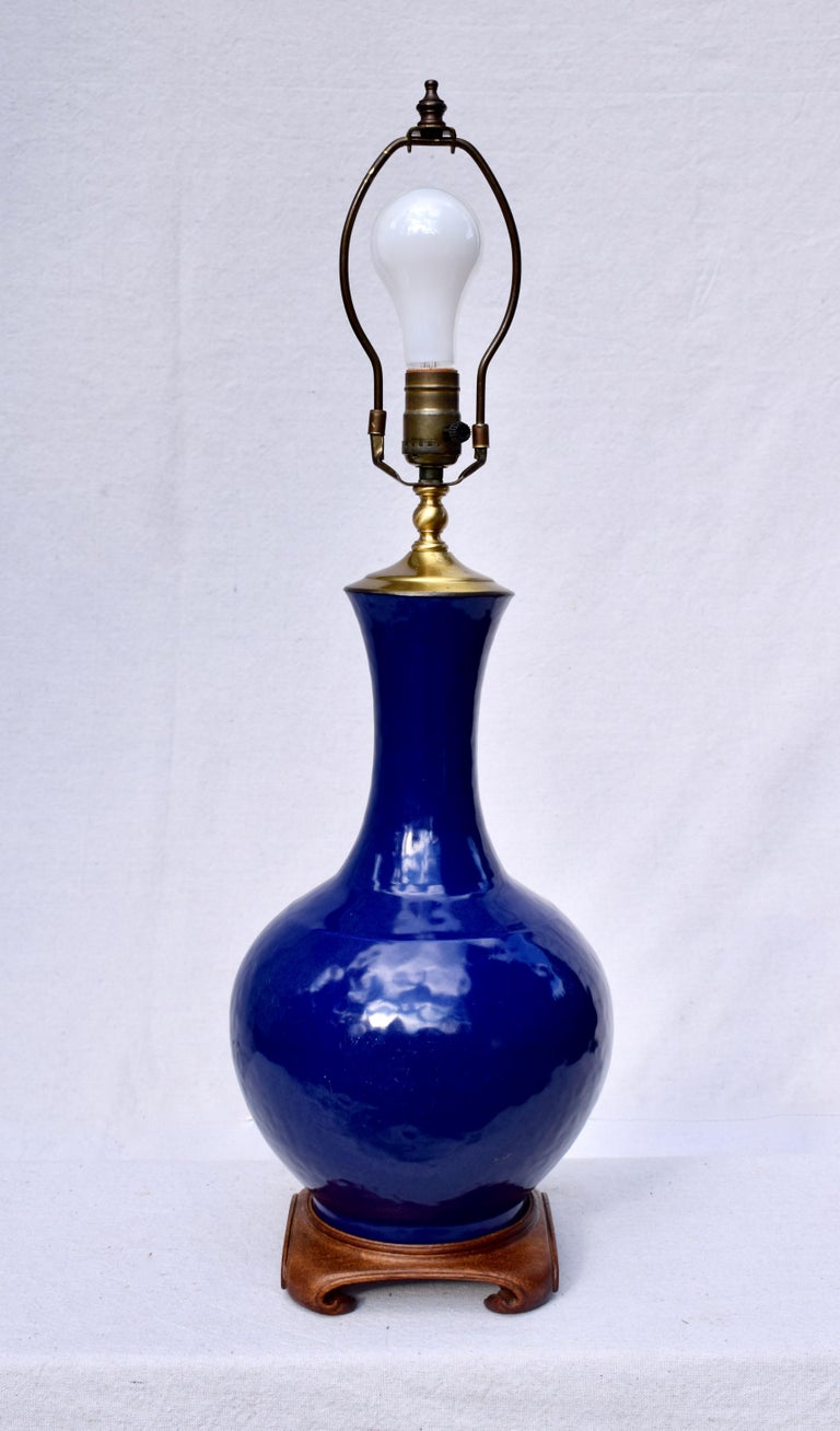 Antique Chinese Porcelain Bottle Shape Cobalt Blue Table Lamp For Sale ...