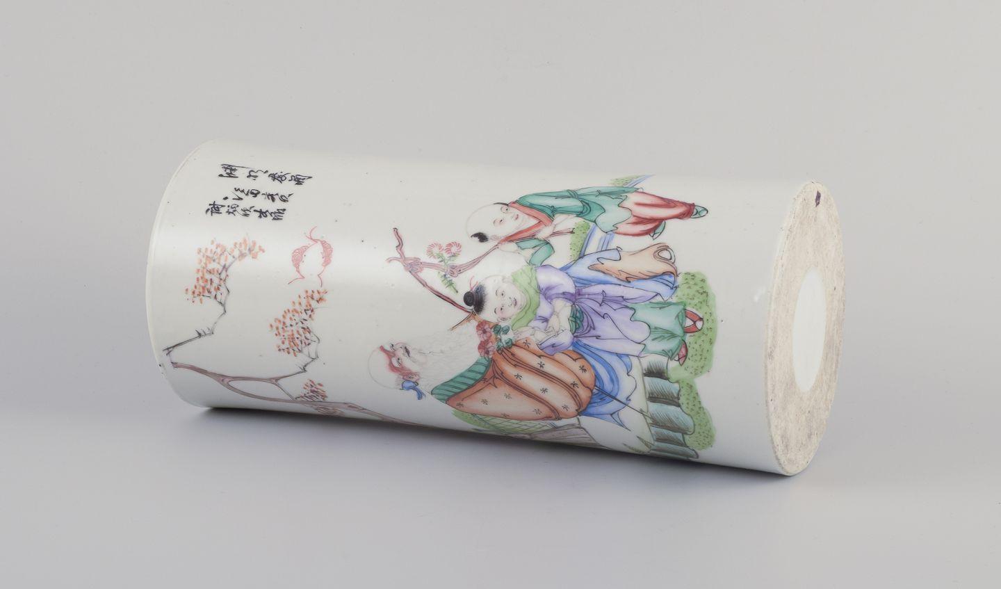 Porcelain Antique Chinese porcelain brush holder. 19th C. For Sale