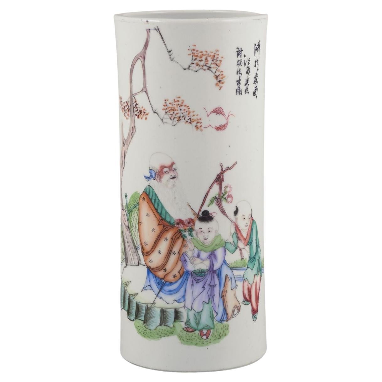 Porte-pinceau ancien en porcelaine chinoise. A.C.I.C.