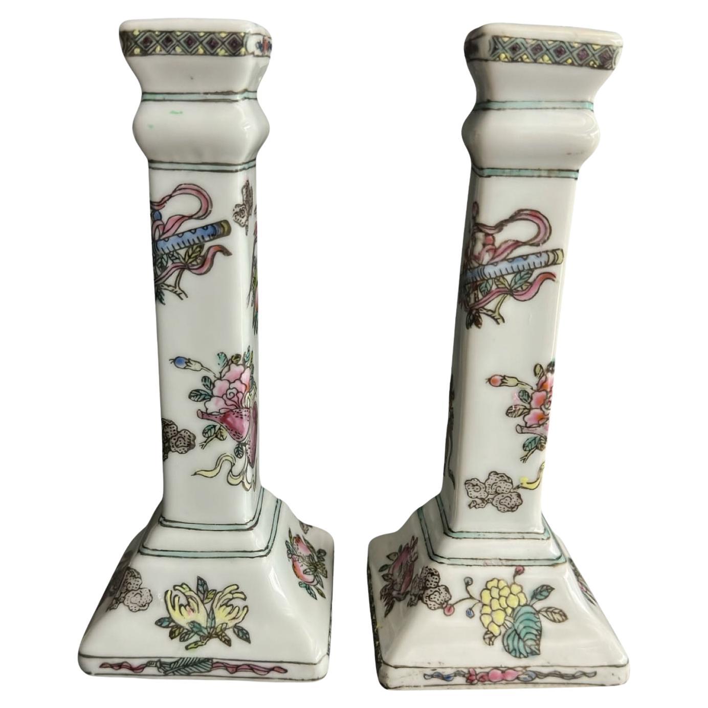 Antique Chinese Porcelain Candle Holders