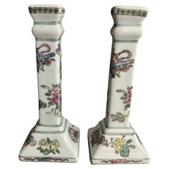 Antique Chinese Porcelain Candle Holders