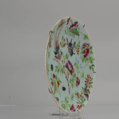 Antique Chinese Porcelain Cantonese Plate Paradise Birds, 19th Century