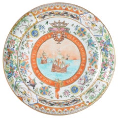 Antique Chinese Porcelain Cantonese Shallow Dish Discovery of India