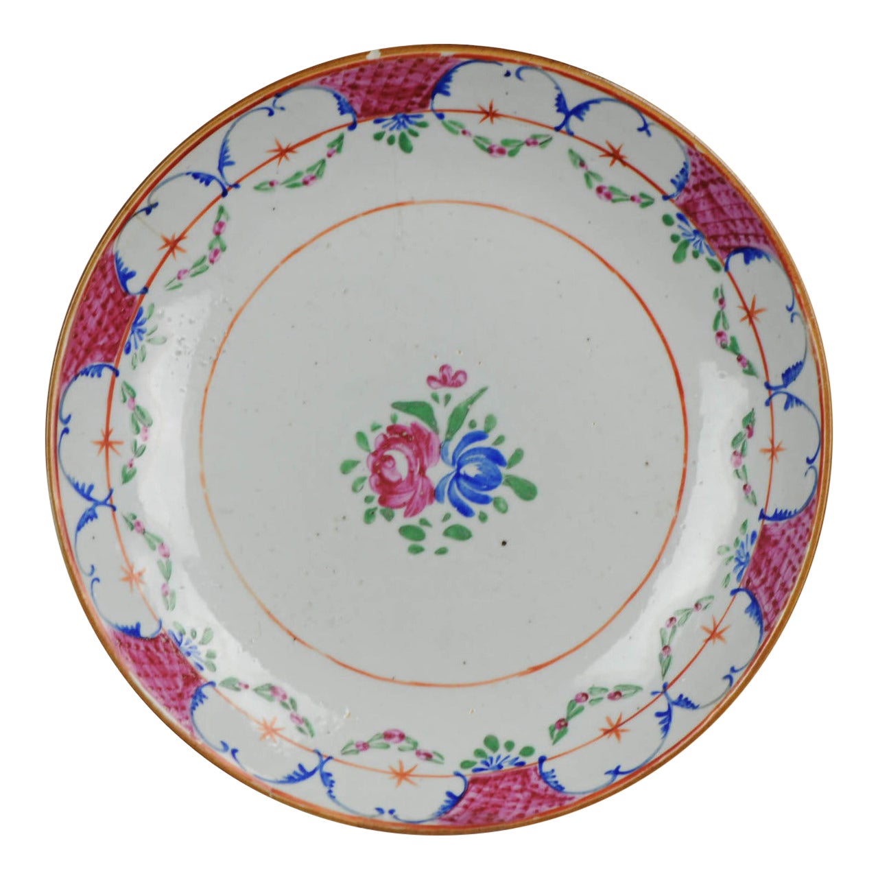 Antico piatto da portata in porcellana cinese Qianglong Jiaqing Qing, ca 1780 - 1810