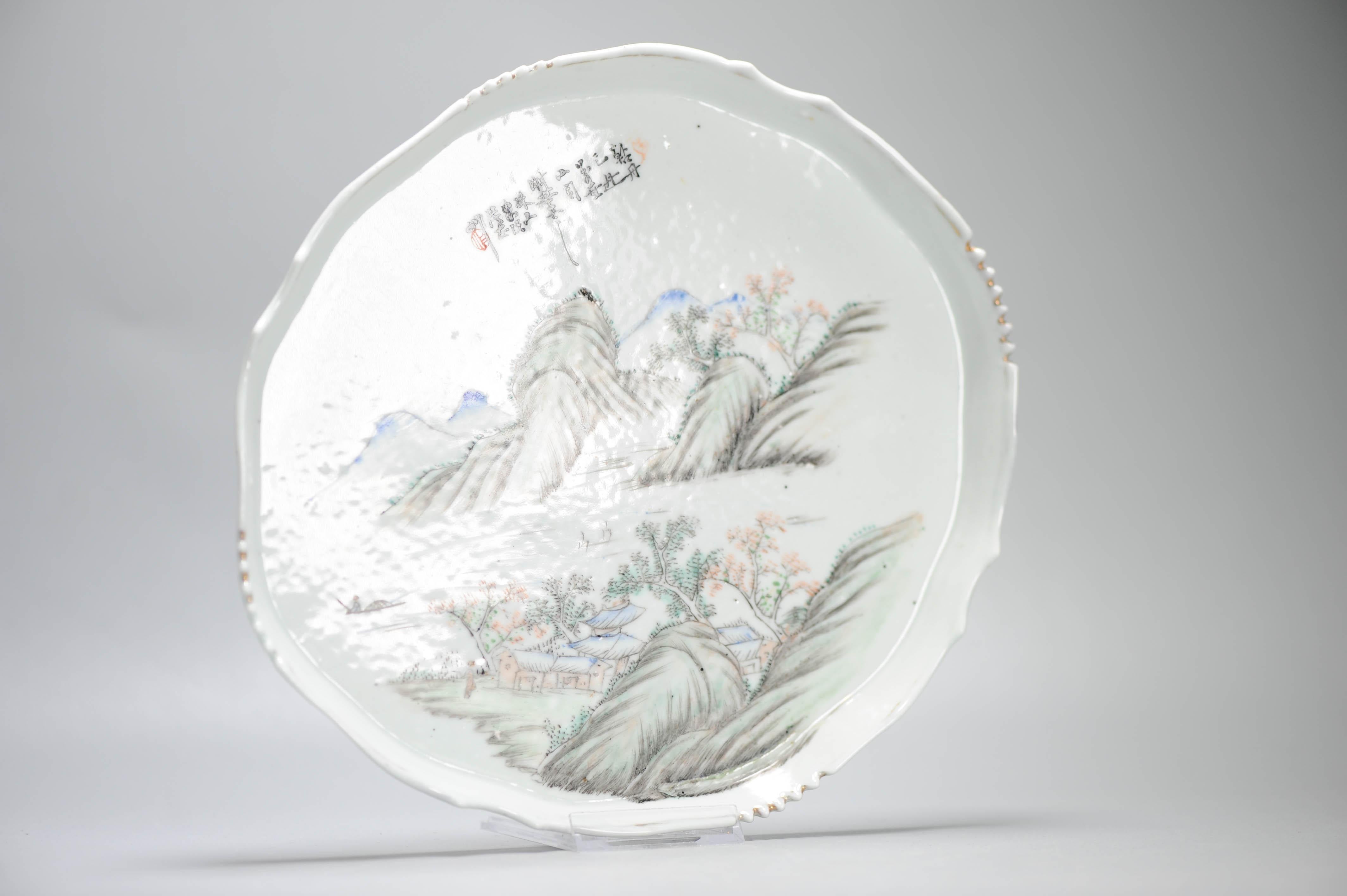 Plat ancien en porcelaine chinoise de la période de la République, style Qianjiang en vente 4