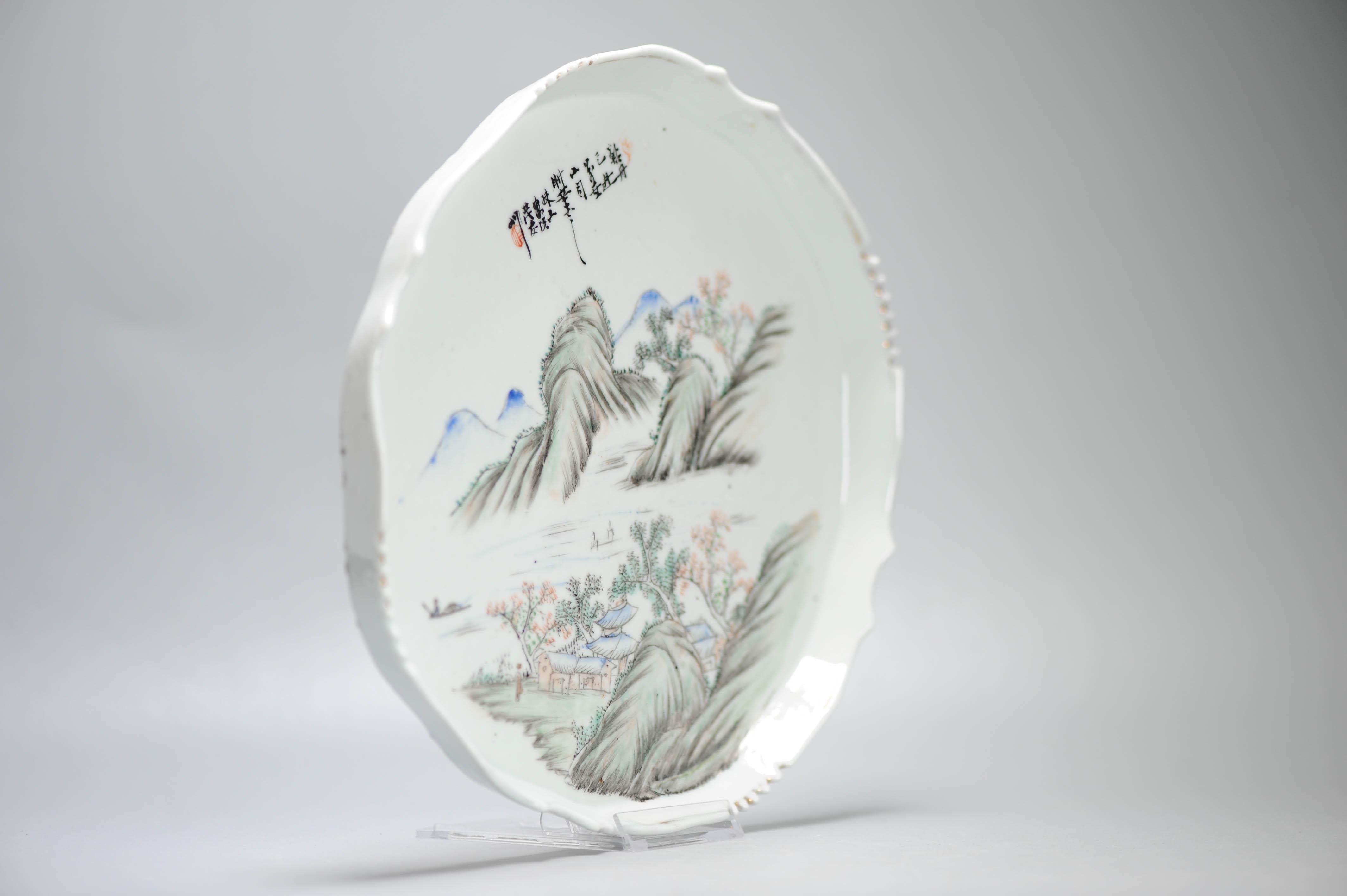 Chinois Plat ancien en porcelaine chinoise de la période de la République, style Qianjiang en vente