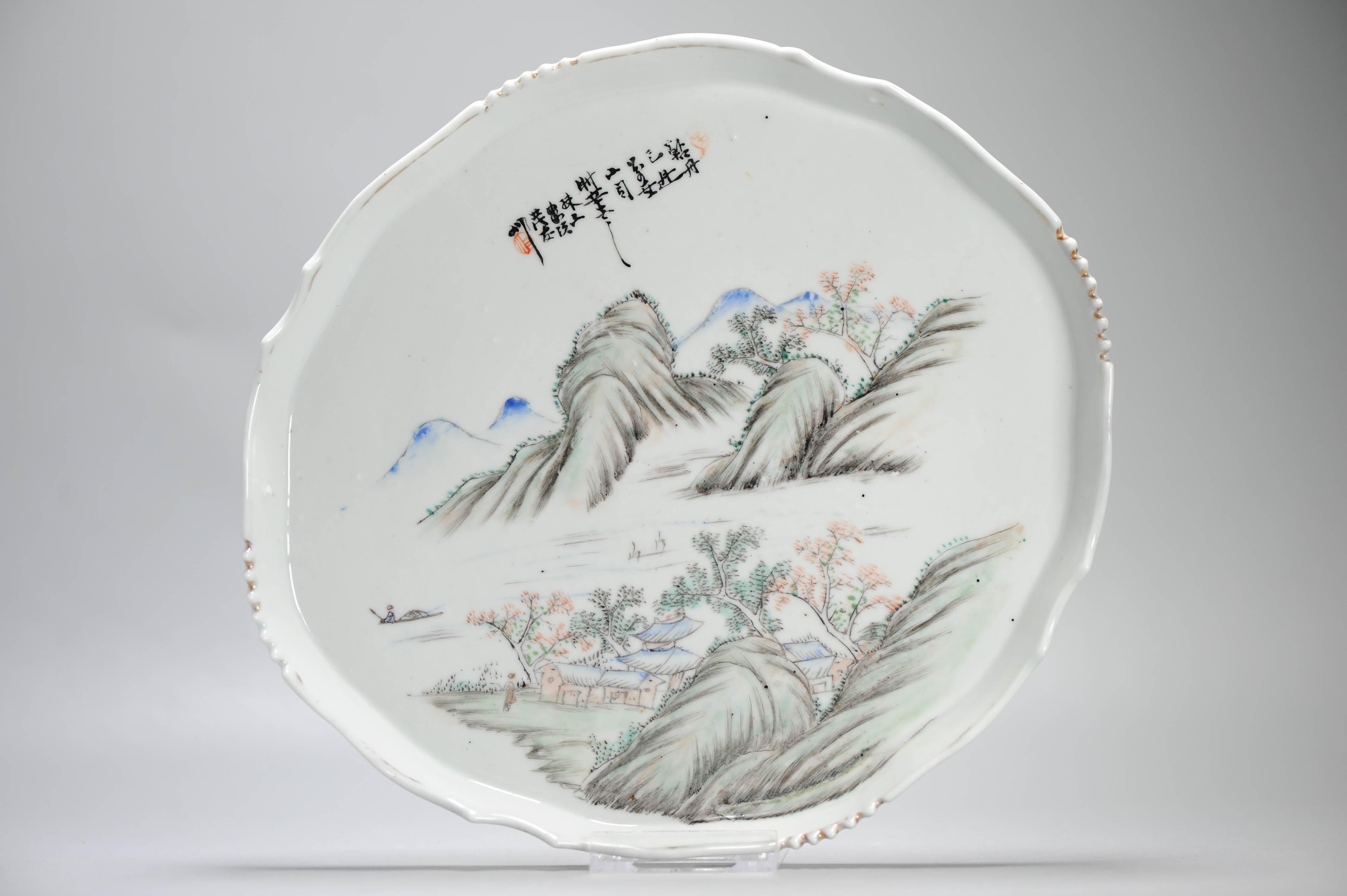 Plat ancien en porcelaine chinoise de la période de la République, style Qianjiang en vente 1