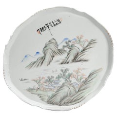 Antike chinesische Porzellanschale aus der Republikzeit Qianjiang-Stil Landschaft