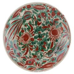 Antiguo Plato de Porcelana China Flor de Swatow y Fenghuang, Siglo XVI-XVII