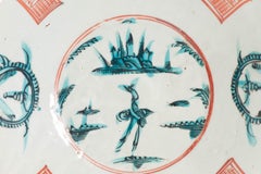 Antique Chinese Porcelain Dish Swatow Landscape Crane Enamel, 16/17th Century