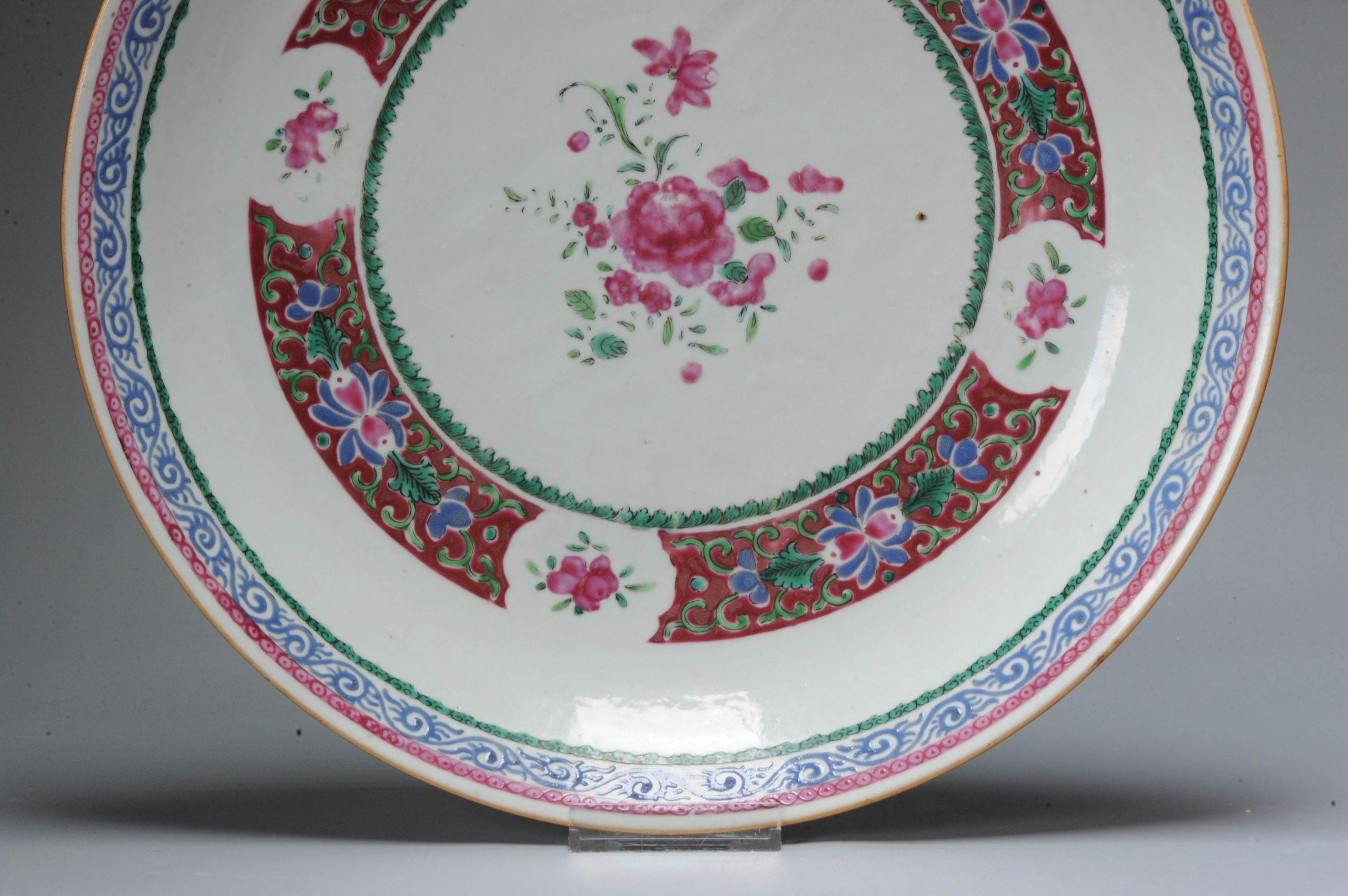 18th Century and Earlier Antique Chinese Porcelain Famille Rose Charger Southeast Asia Bencharong, 18th C For Sale