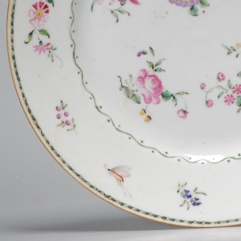18th Century and Earlier Antique Chinese Porcelain Famille Rose Dish Insects James Giles, 18th Century For Sale