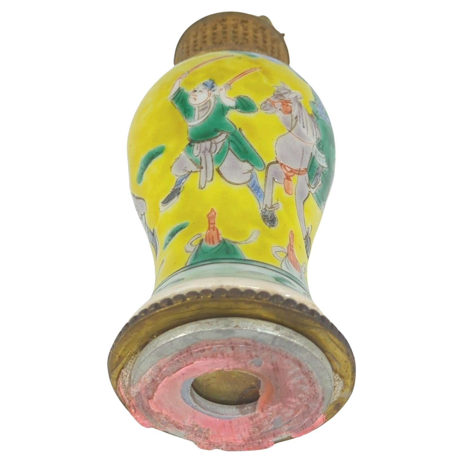 Antique Chinese Porcelain Famille Rose Sancai Meiping Mounted Lighter mid 20c For Sale 4