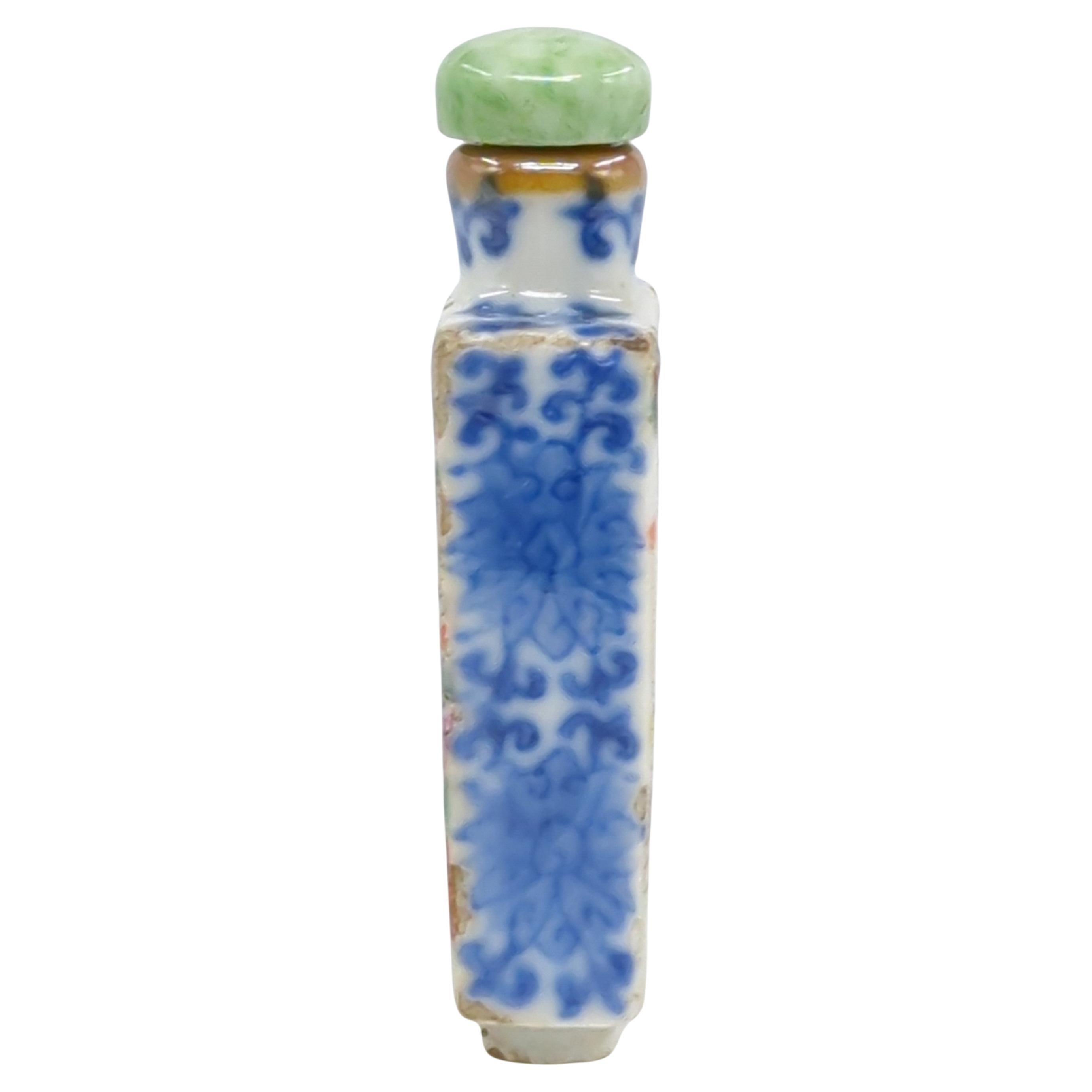Antike chinesische Famille-Rose-Schnupftabakflasche aus Porzellan, Pagode Qing Jiaqing Mark 19c im Angebot 4