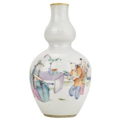 Jarrón antiguo de porcelana china Famille Rose Dinastía Qing Siglo XIX