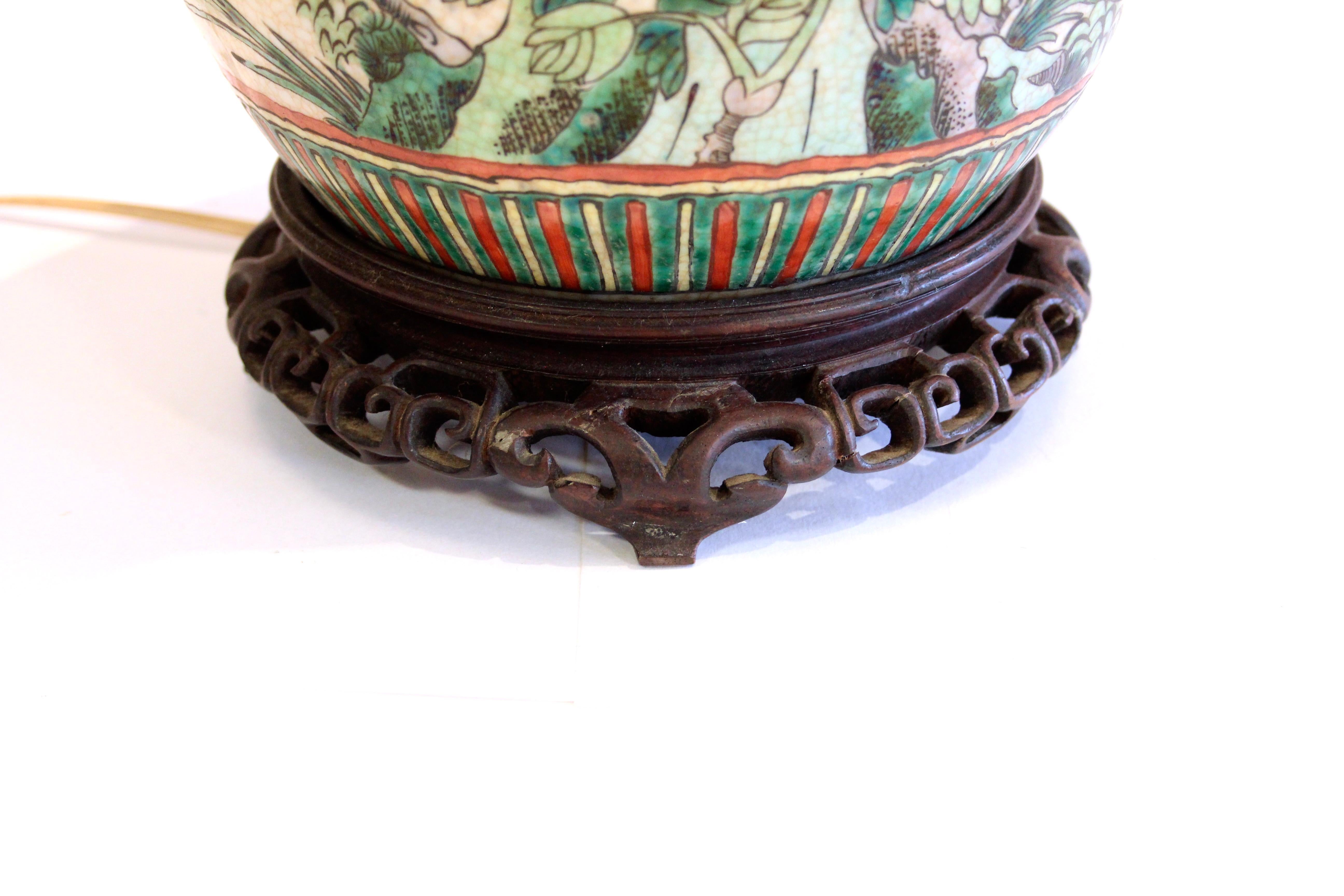 Antike Famille Verte-Lampe aus chinesischem Porzellan, Famille Verte, alte Ingwerglas 3
