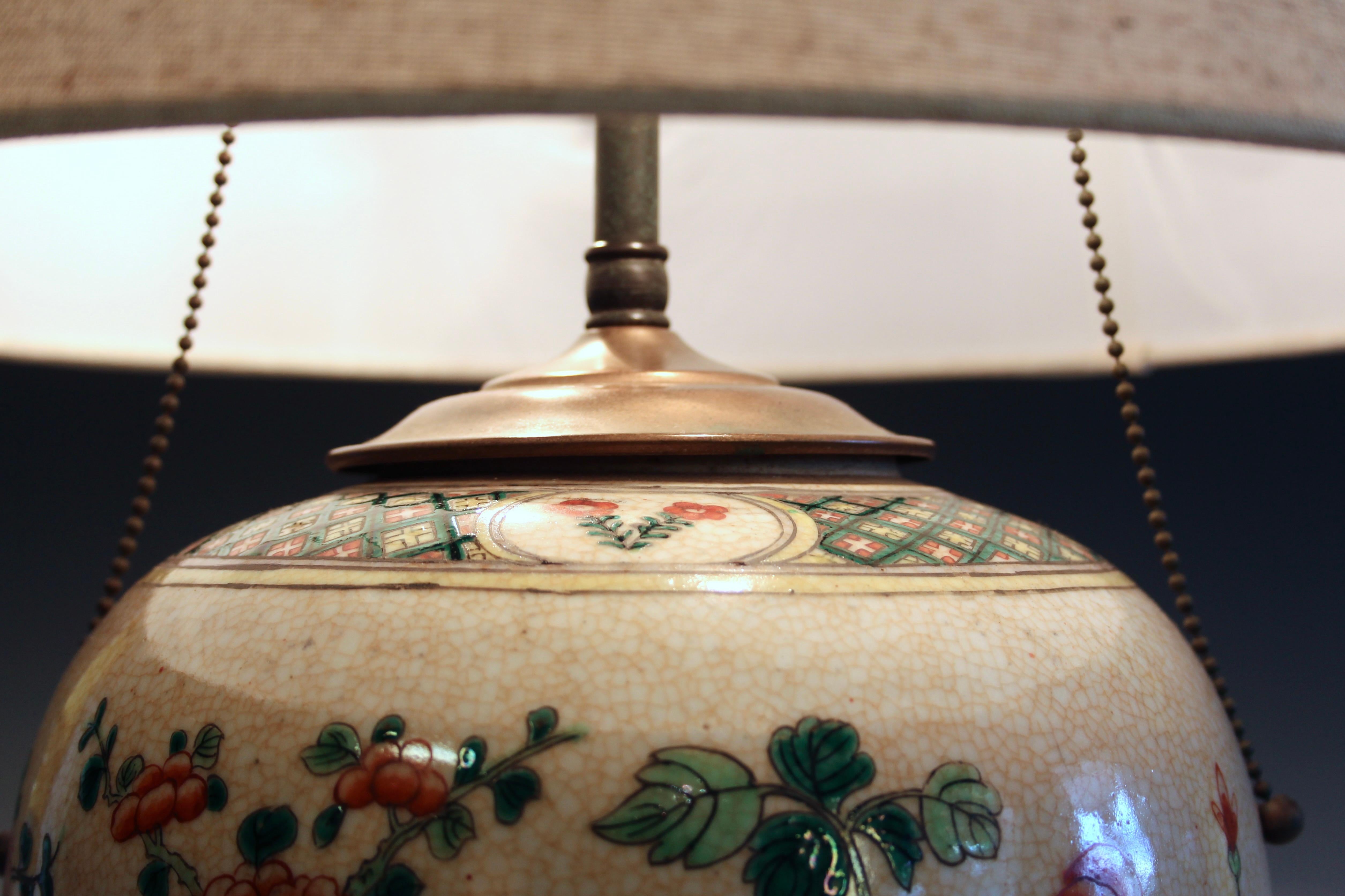 Antike Famille Verte-Lampe aus chinesischem Porzellan, Famille Verte, alte Ingwerglas 4