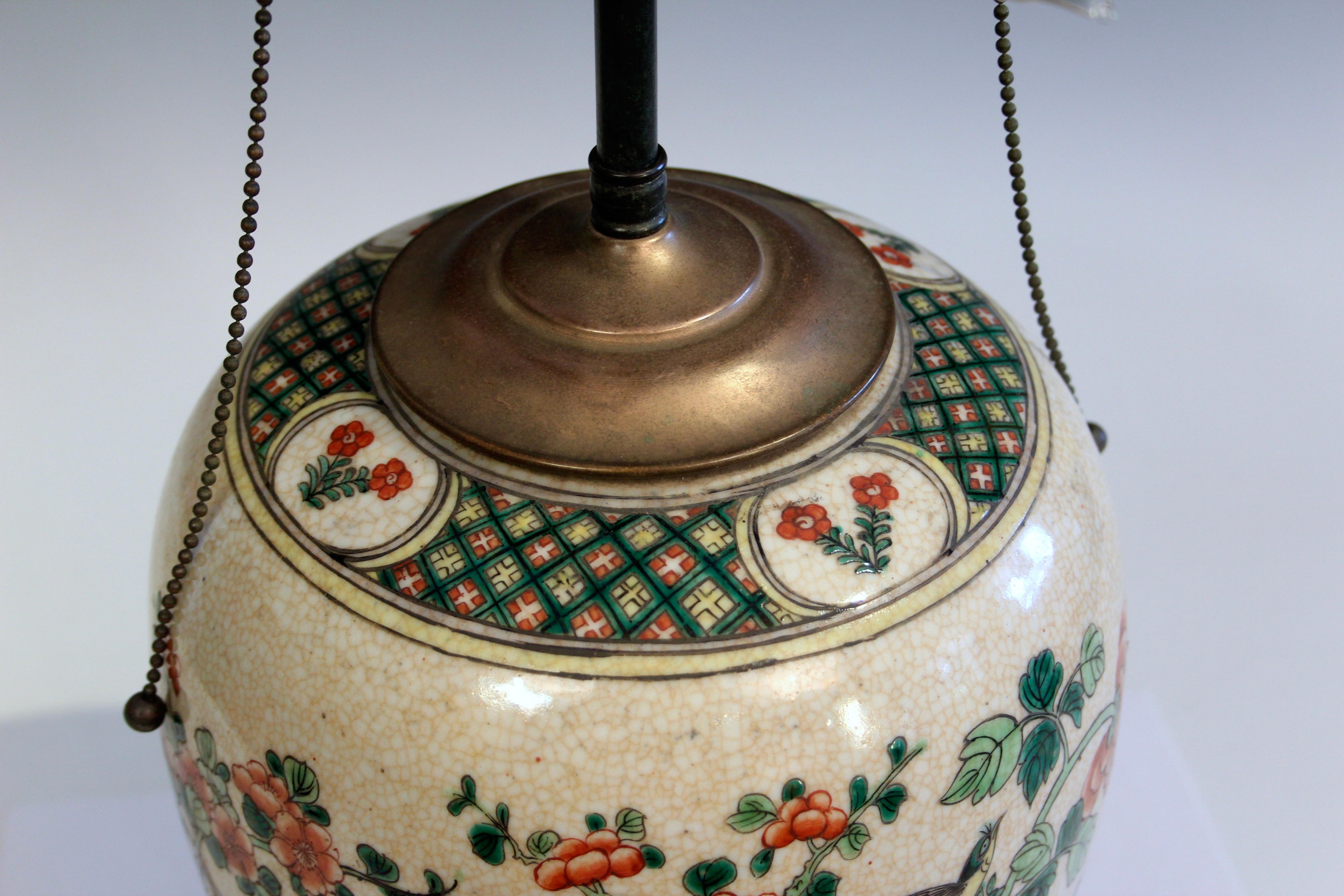 Antike Famille Verte-Lampe aus chinesischem Porzellan, Famille Verte, alte Ingwerglas 6