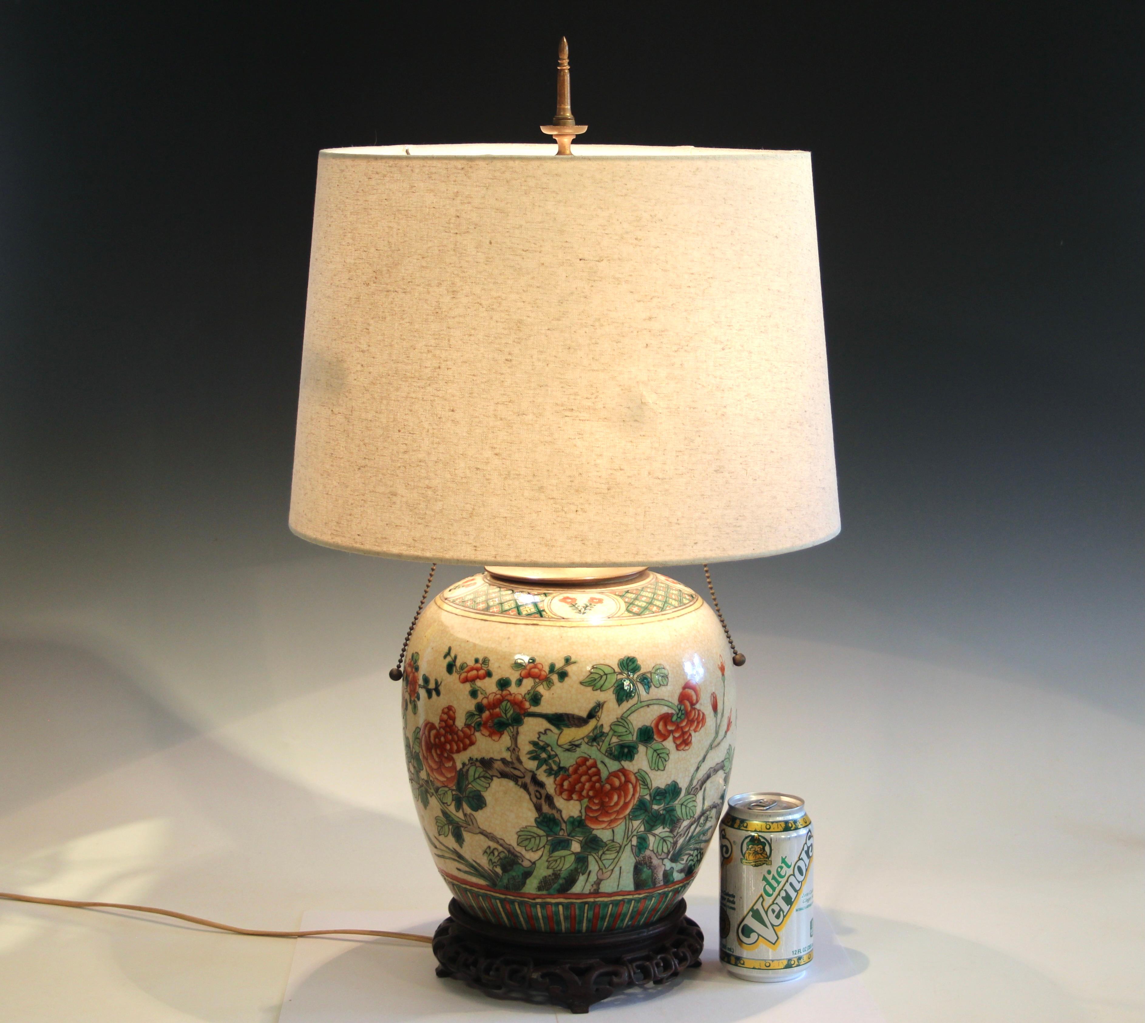 Antike Famille Verte-Lampe aus chinesischem Porzellan, Famille Verte, alte Ingwerglas 7