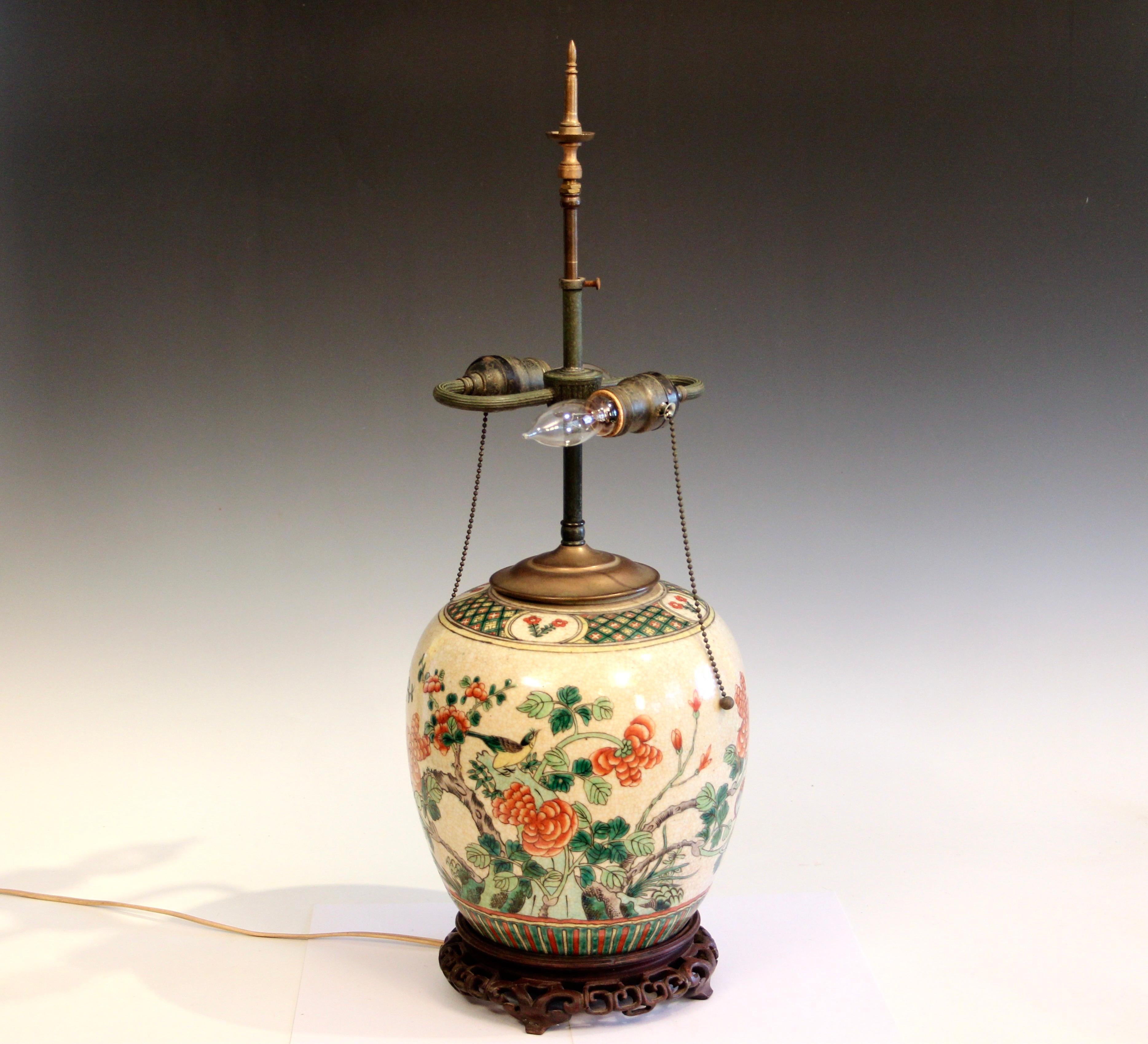 Antike Famille Verte-Lampe aus chinesischem Porzellan, Famille Verte, alte Ingwerglas (Qing-Dynastie)